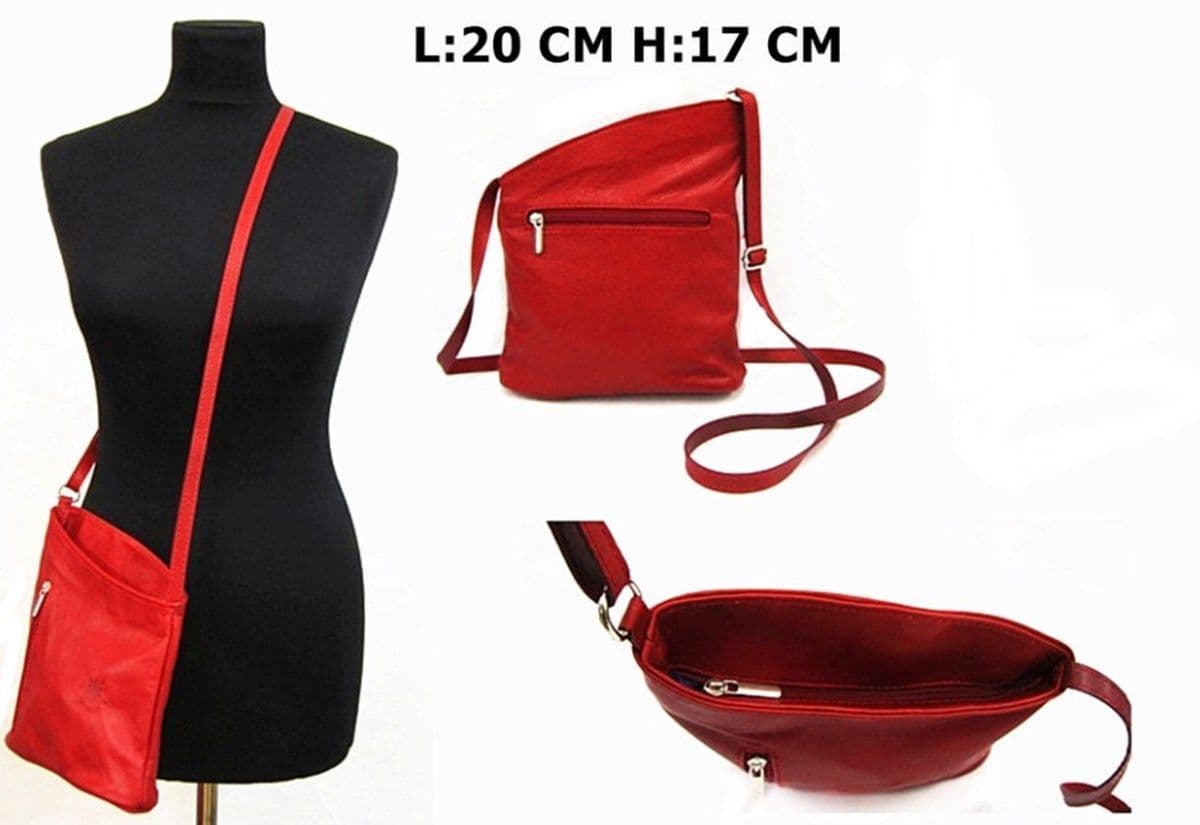 Leather Crossbody Bag Messenger Handbag Shoulder Bag  Vera Pelle Soft Italian Leather Small