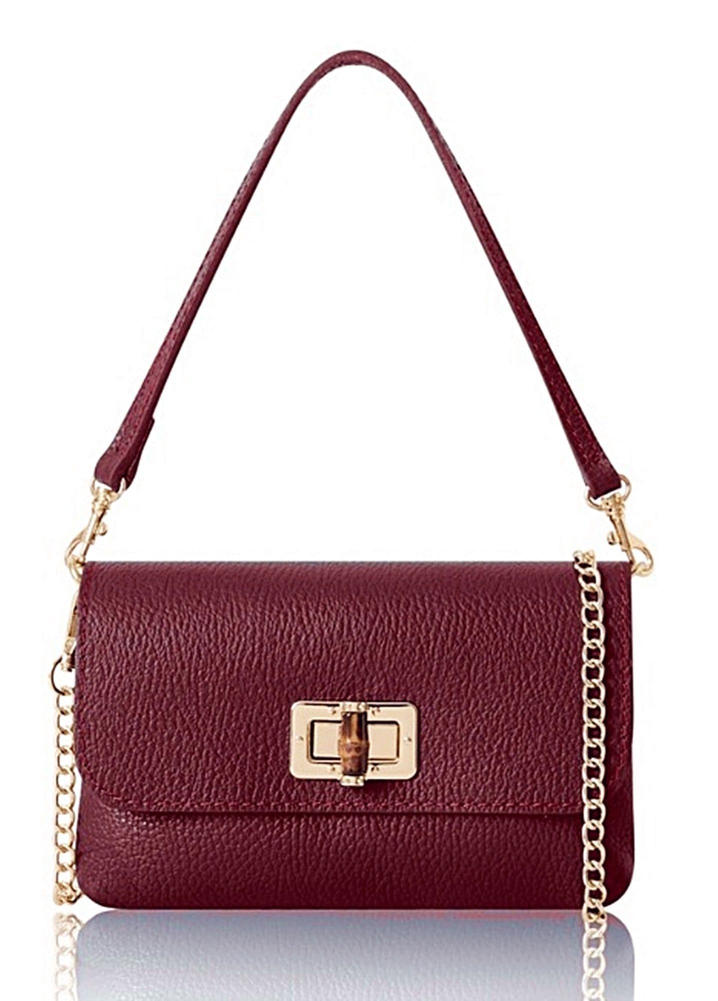 Leather Crossbody Shoulder Bag Clutch Bag Turn Lock Shoulder Bag Evening Bag