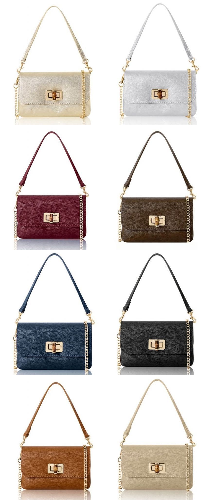 Leather Crossbody Shoulder Bag Clutch Bag Turn Lock Shoulder Bag Evening Bag