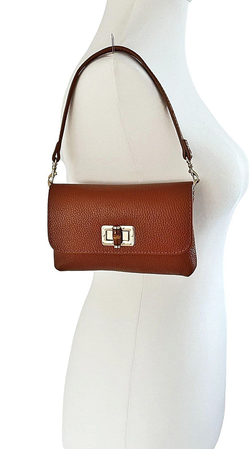 Leather Crossbody Shoulder Bag Clutch Bag Turn Lock Shoulder Bag Evening Bag