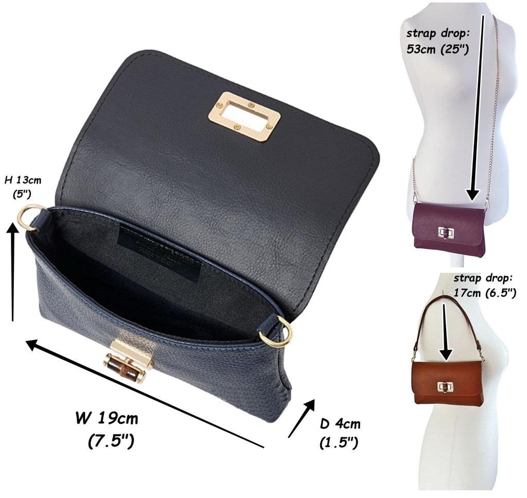 Leather Crossbody Shoulder Bag Clutch Bag Turn Lock Shoulder Bag Evening Bag