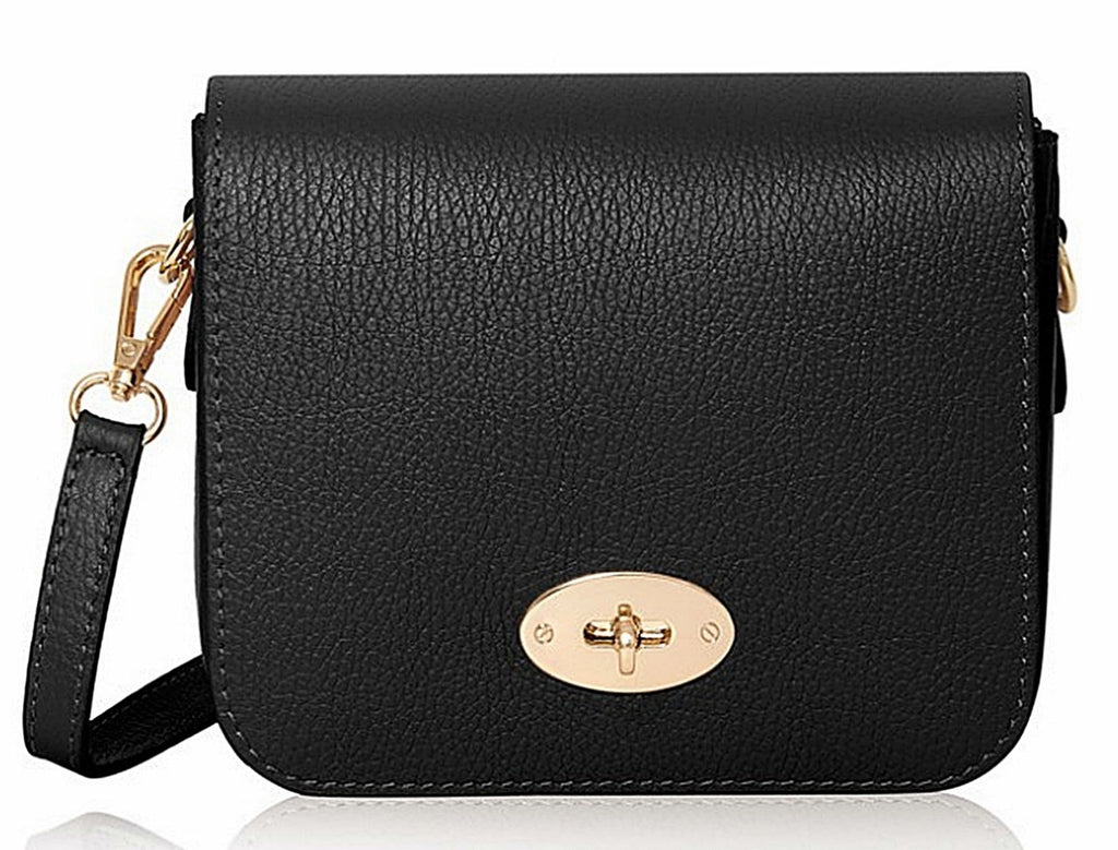 Leather Crossbody Bag Turn Lock Shoulder Bag Saddle Style Bag