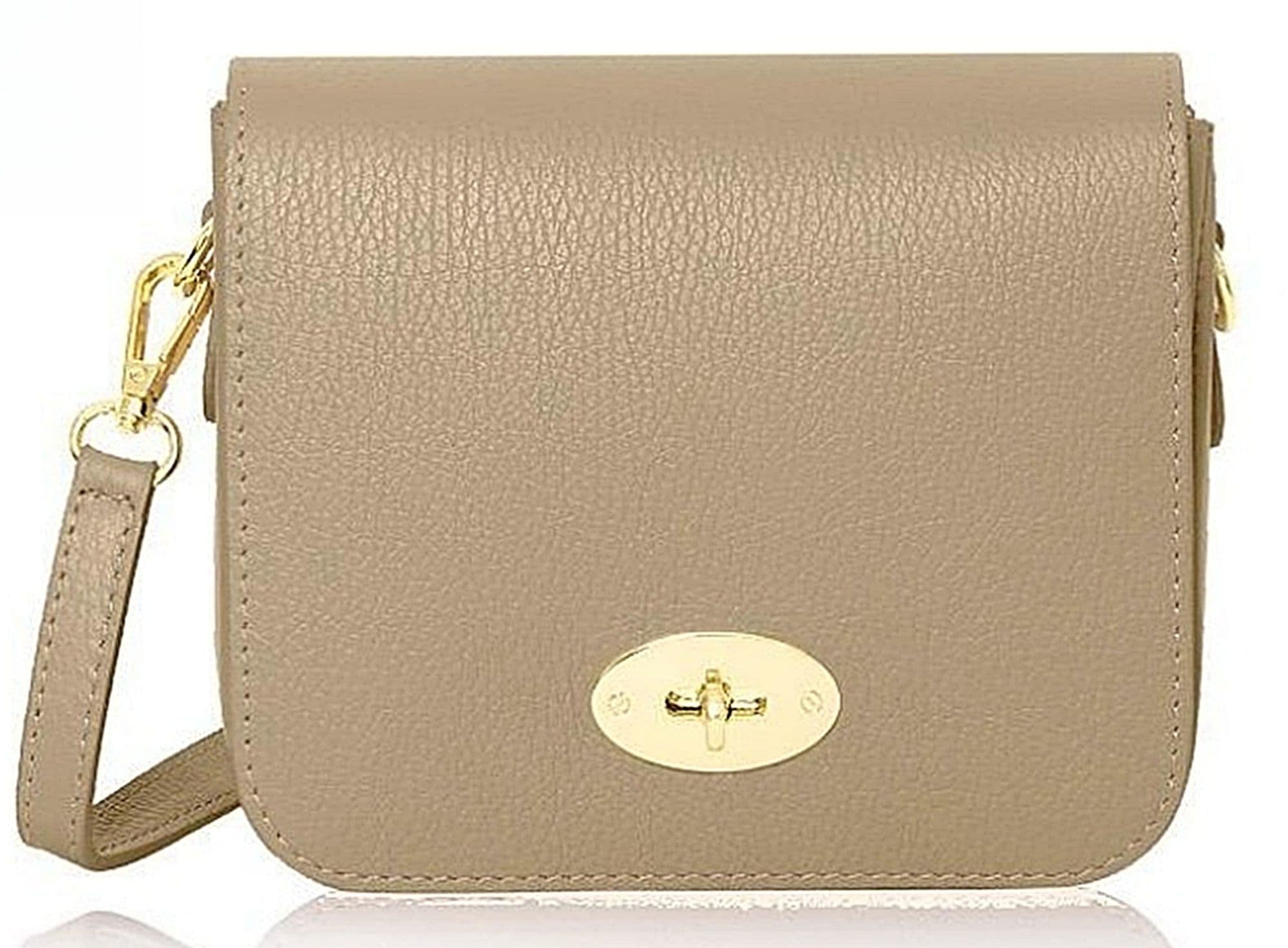 Leather Crossbody Bag Turn Lock Shoulder Bag Saddle Style Bag