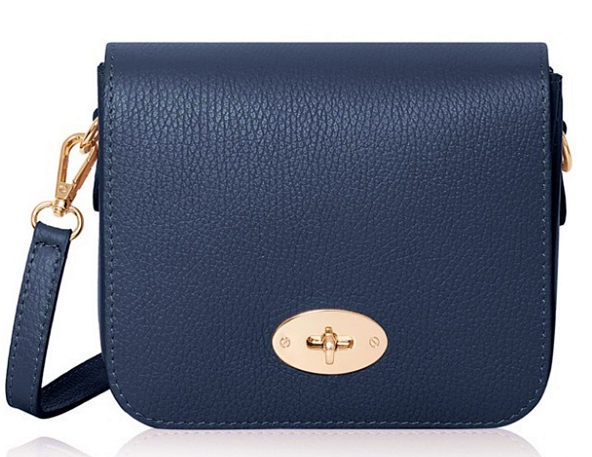 Leather Crossbody Bag Turn Lock Shoulder Bag Saddle Style Bag