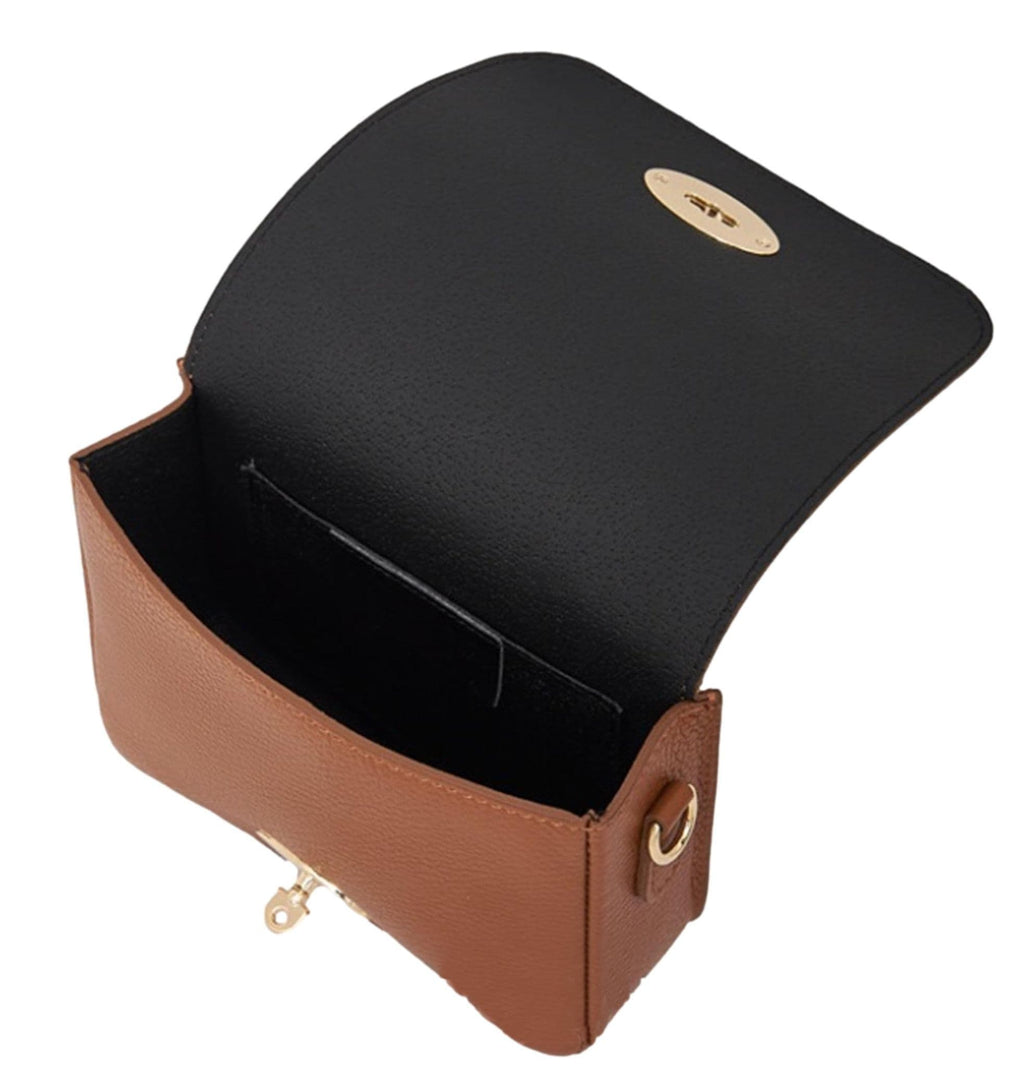 Leather Crossbody Bag Turn Lock Shoulder Bag Saddle Style Bag