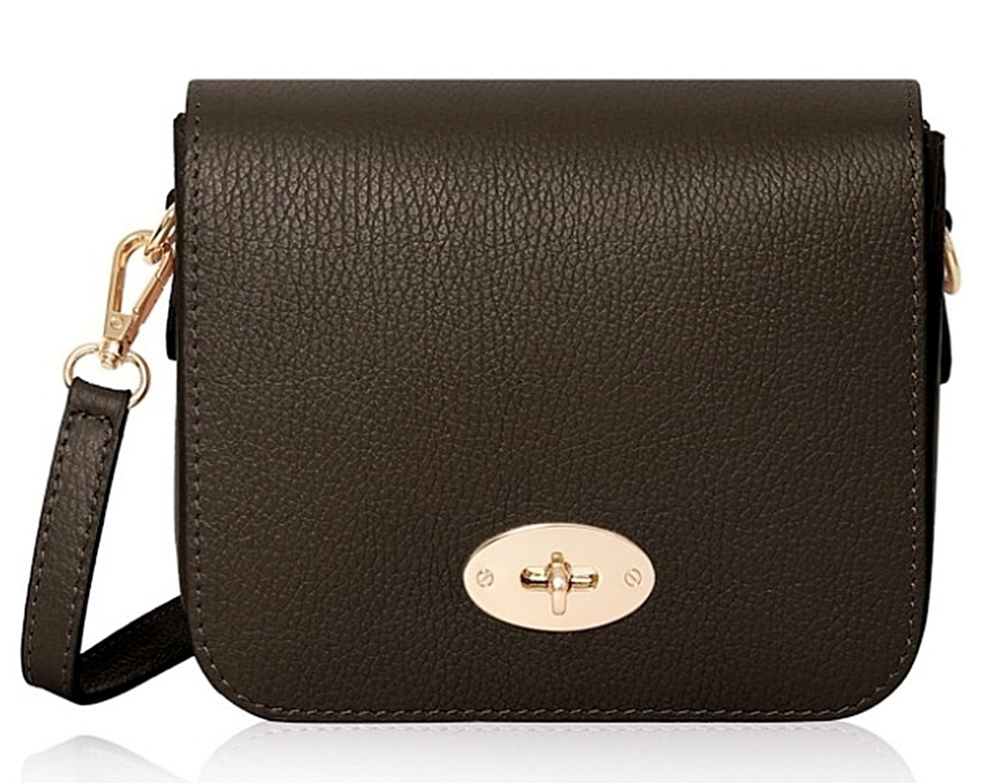 Leather Crossbody Bag Turn Lock Shoulder Bag Saddle Style Bag