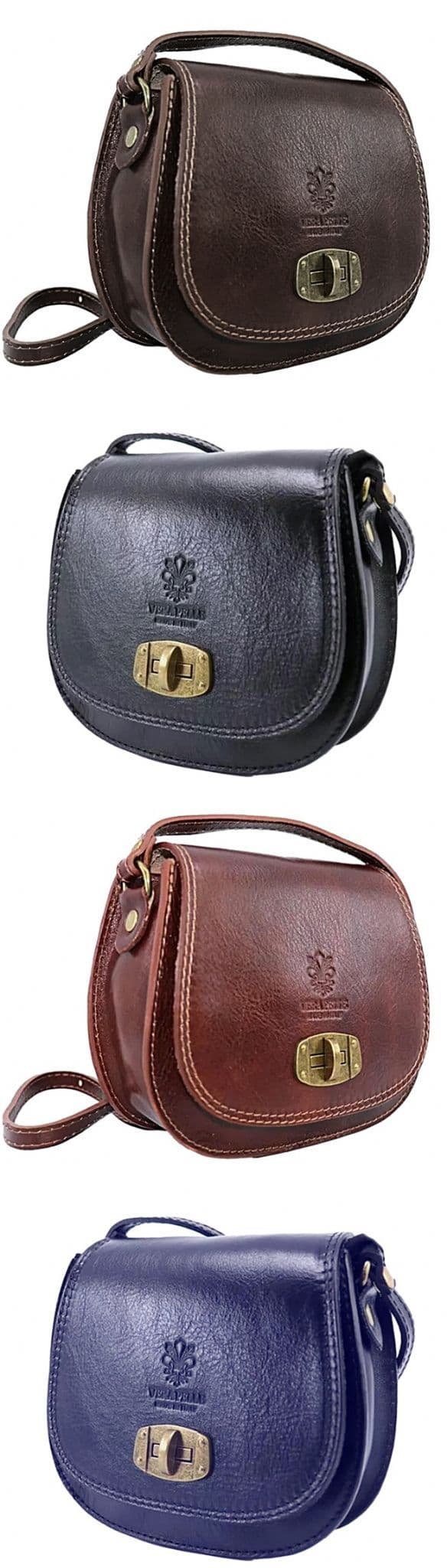 Leather Crossbody Bag Vera Pelle Saddle Bag Shoulder Bag Italian Leather