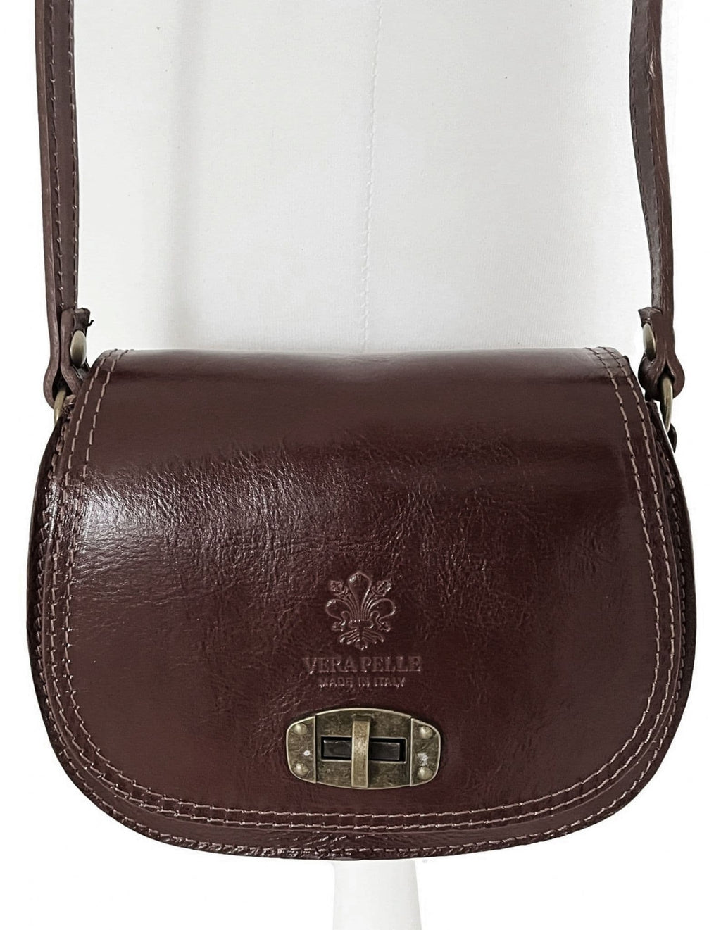 Leather Crossbody Bag Vera Pelle Saddle Bag Shoulder Bag Italian Leather