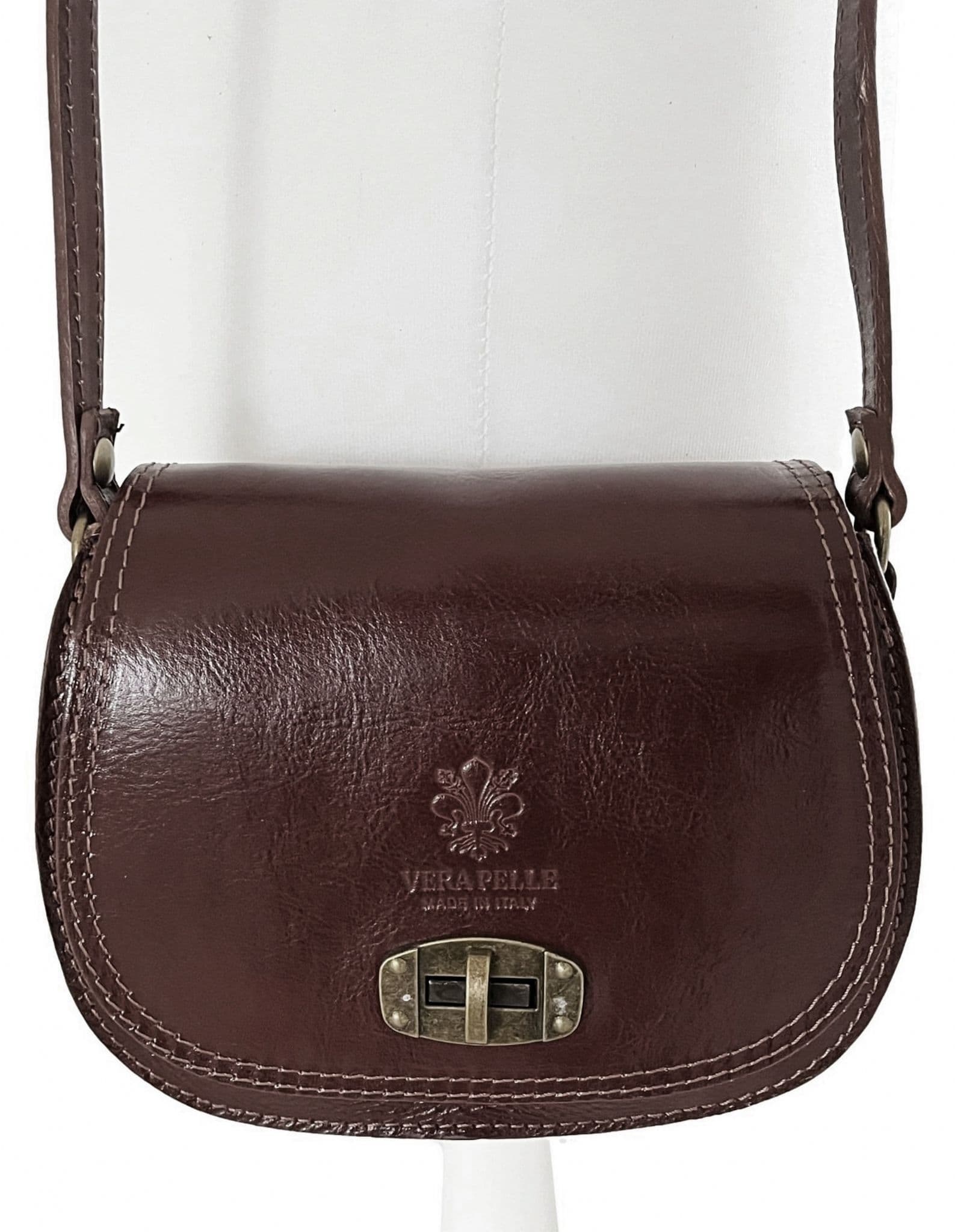 Leather Crossbody Bag Vera Pelle Saddle Bag Shoulder Bag Italian Leather