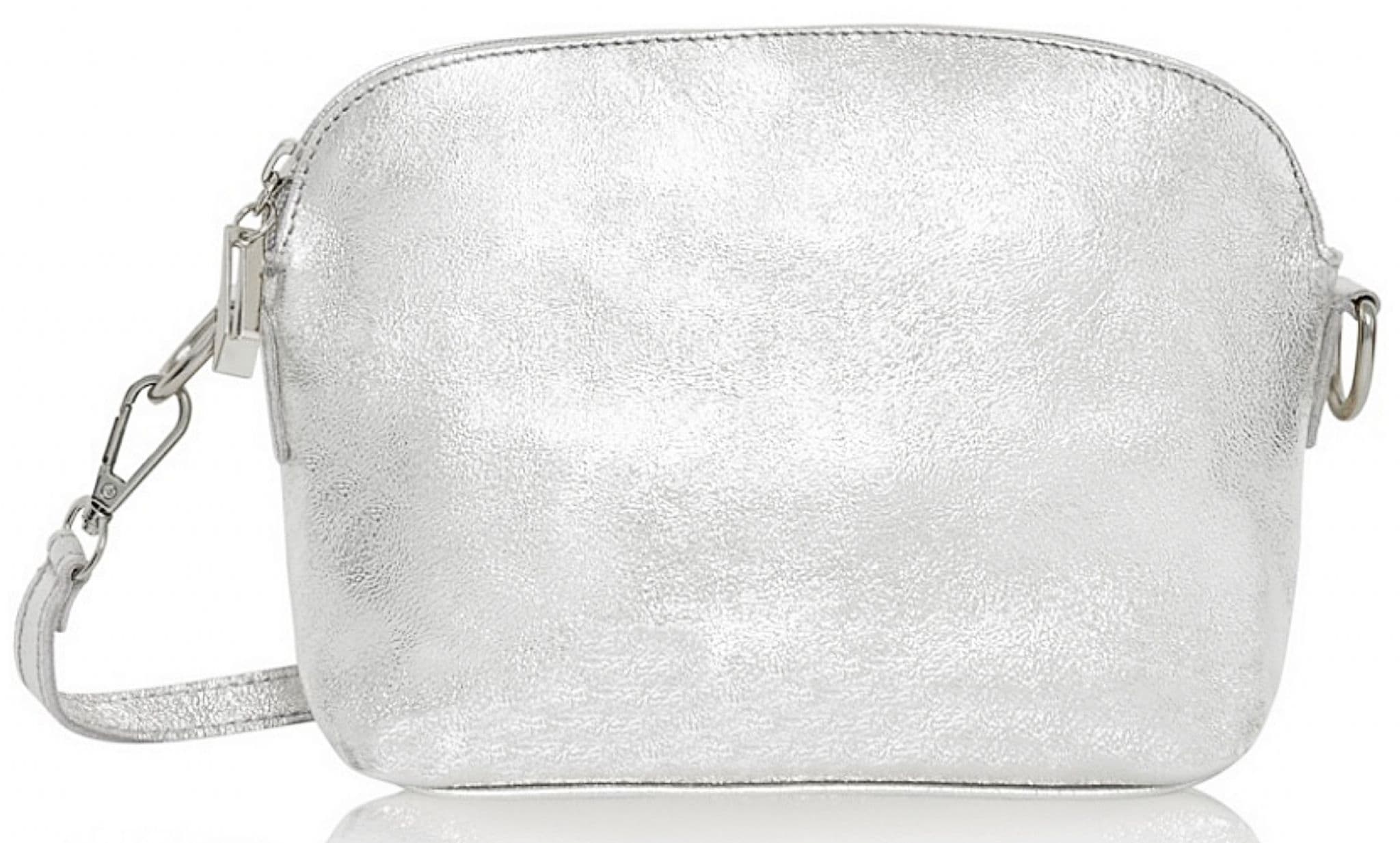 Leather Crossbody Shoulder Small Bag, Clutch Bag, Purse, Soft Italian Leather, Silver Tone Trims
