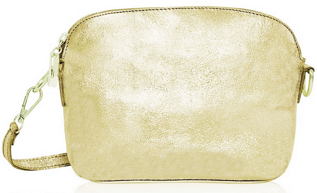 Leather Crossbody Shoulder Small Bag, Clutch Bag, Purse, Soft Italian Leather, Silver Tone Trims