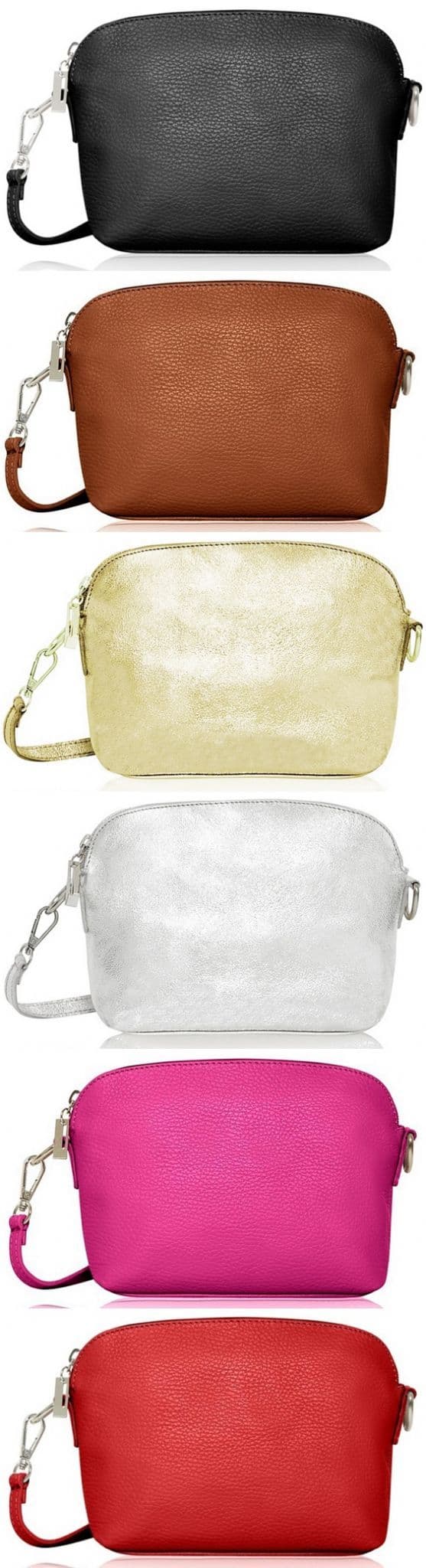 Leather Crossbody Shoulder Small Bag, Clutch Bag, Purse, Soft Italian Leather, Silver Tone Trims