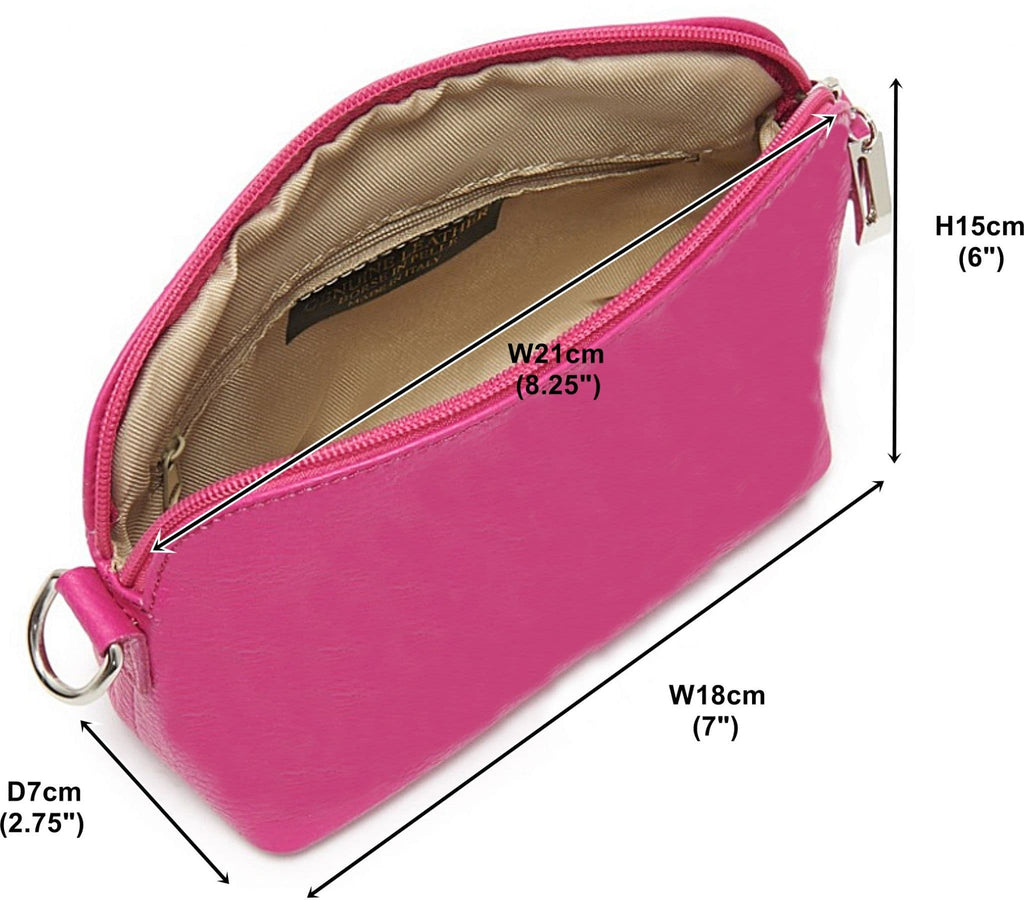 Leather Crossbody Shoulder Small Bag, Clutch Bag, Purse, Soft Italian Leather, Silver Tone Trims