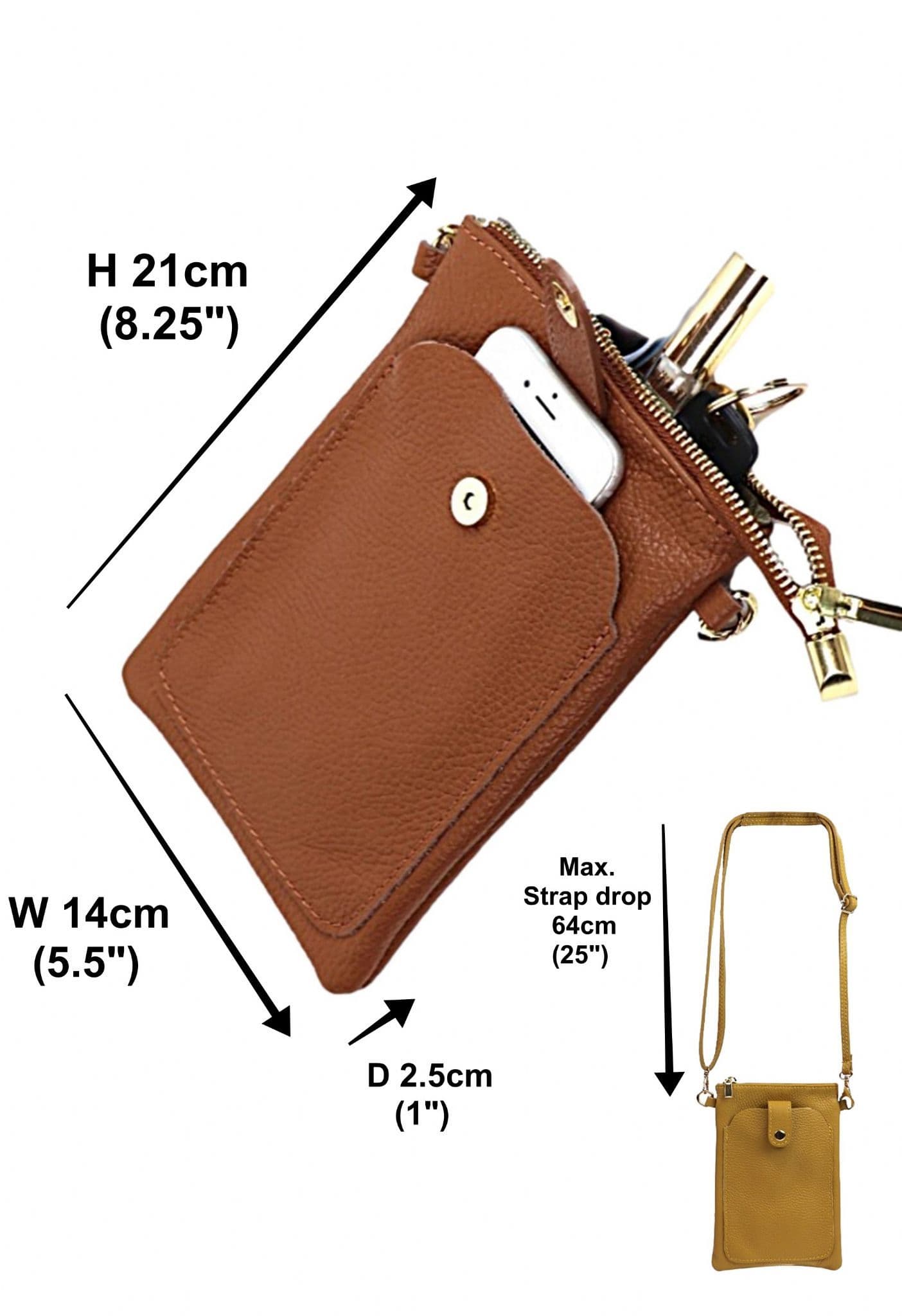 Leather Phone Bag, Pouch Crossbody Shoulder Bag, Clutch Bag, Travel Bag, Italian Leather