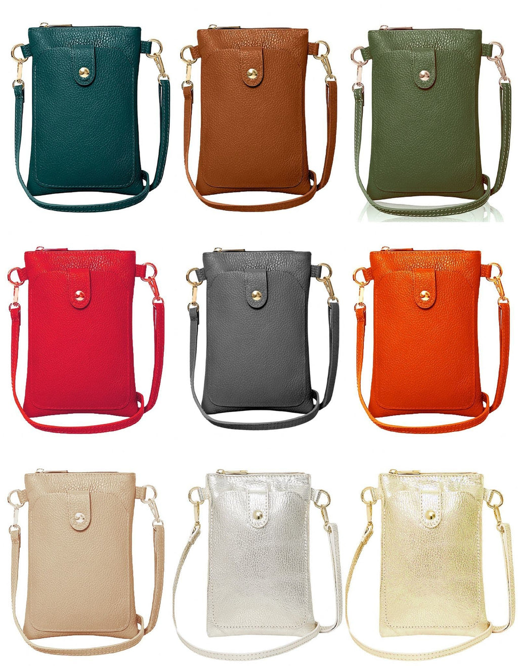 Leather Phone Bag, Pouch Crossbody Shoulder Bag, Clutch Bag, Travel Bag, Italian Leather