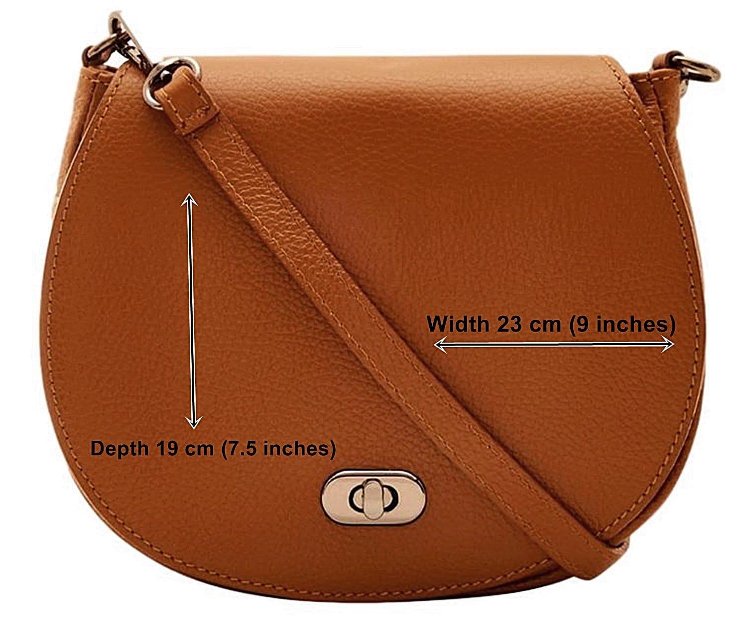 Leather Saddle Small Italian Leather Crossbody Shoulder Bag Detachable Strap (Darker Colours)