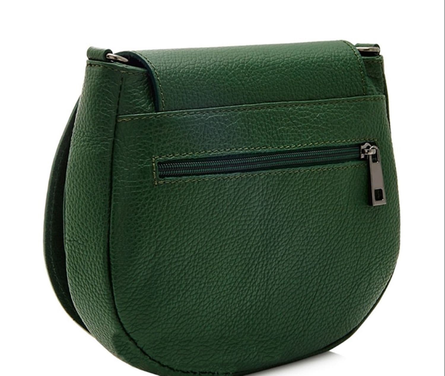 Leather Saddle Small Italian Leather Crossbody Shoulder Bag Detachable Strap (Darker Colours)