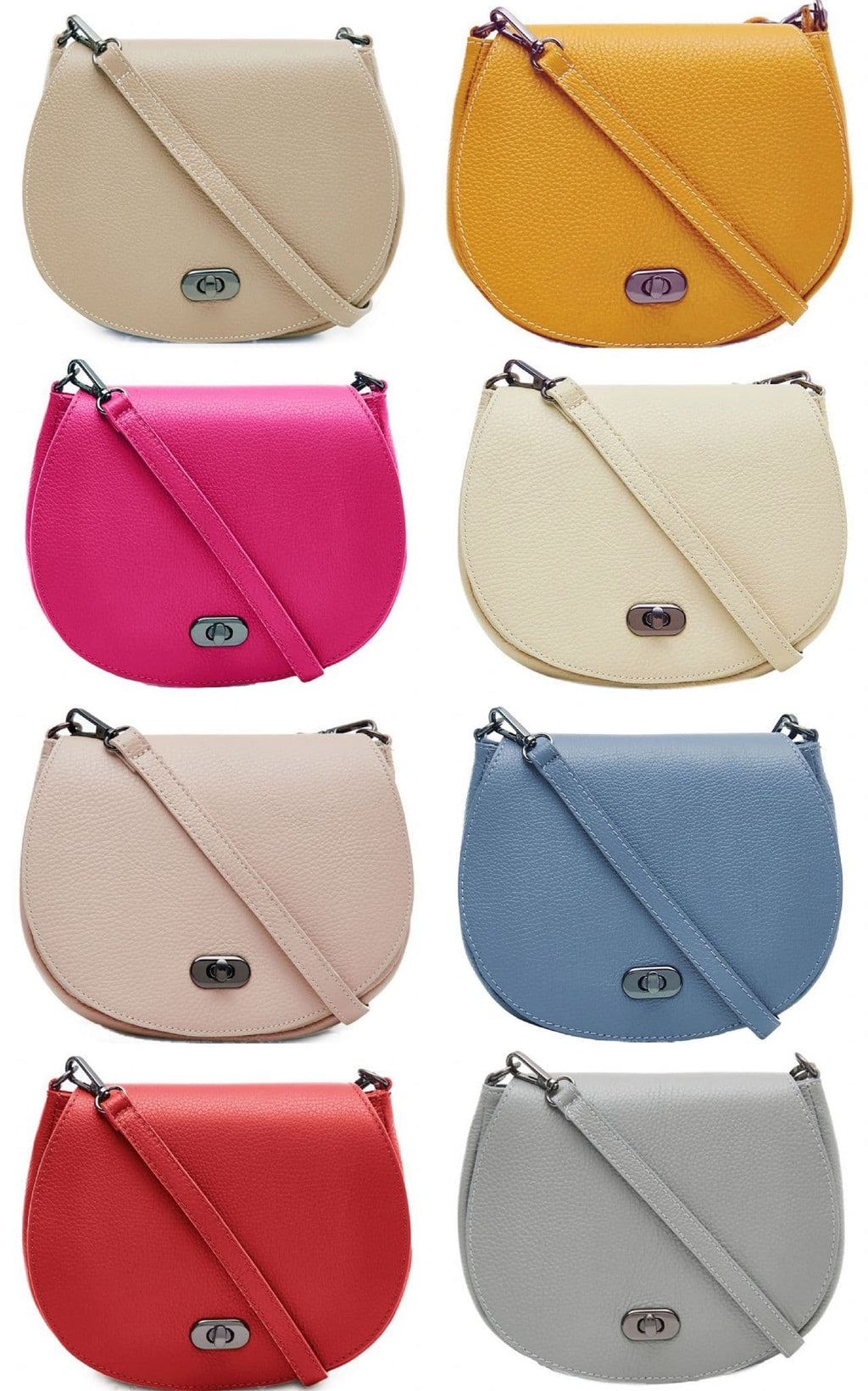 Leather Saddle Small Italian Leather Crossbody Shoulder Bag Detachable Strap (Darker Colours)