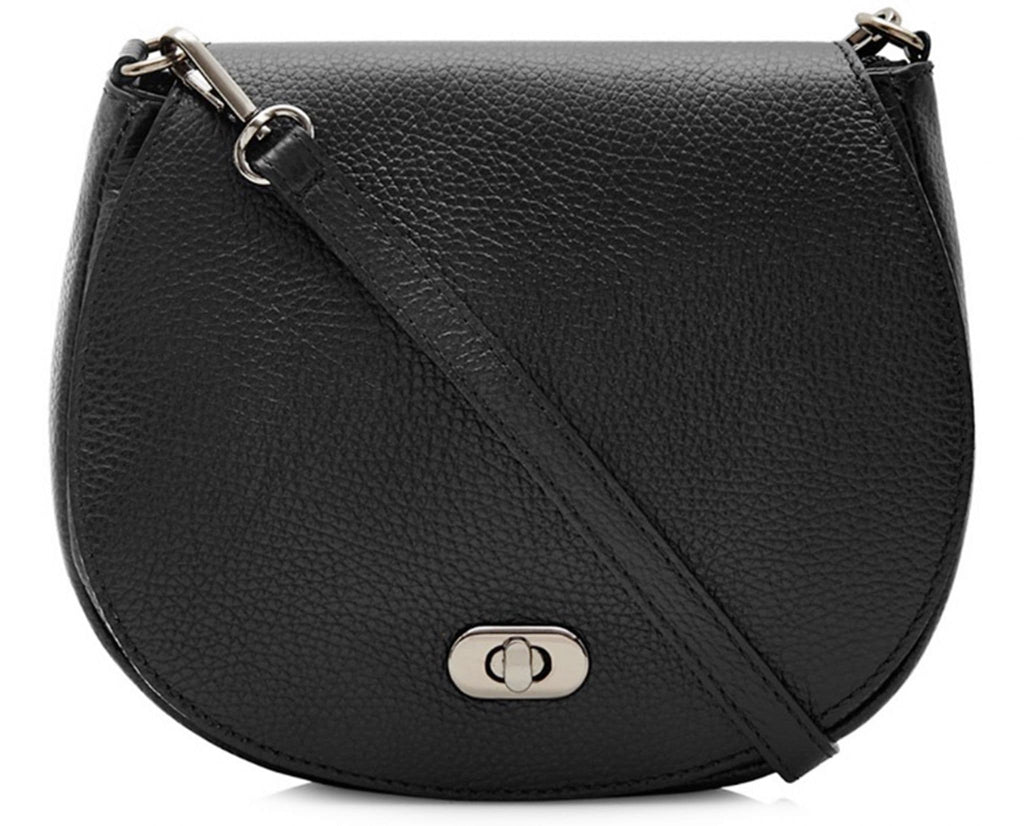 Leather Saddle Small Italian Leather Crossbody Shoulder Bag Detachable Strap (Darker Colours)