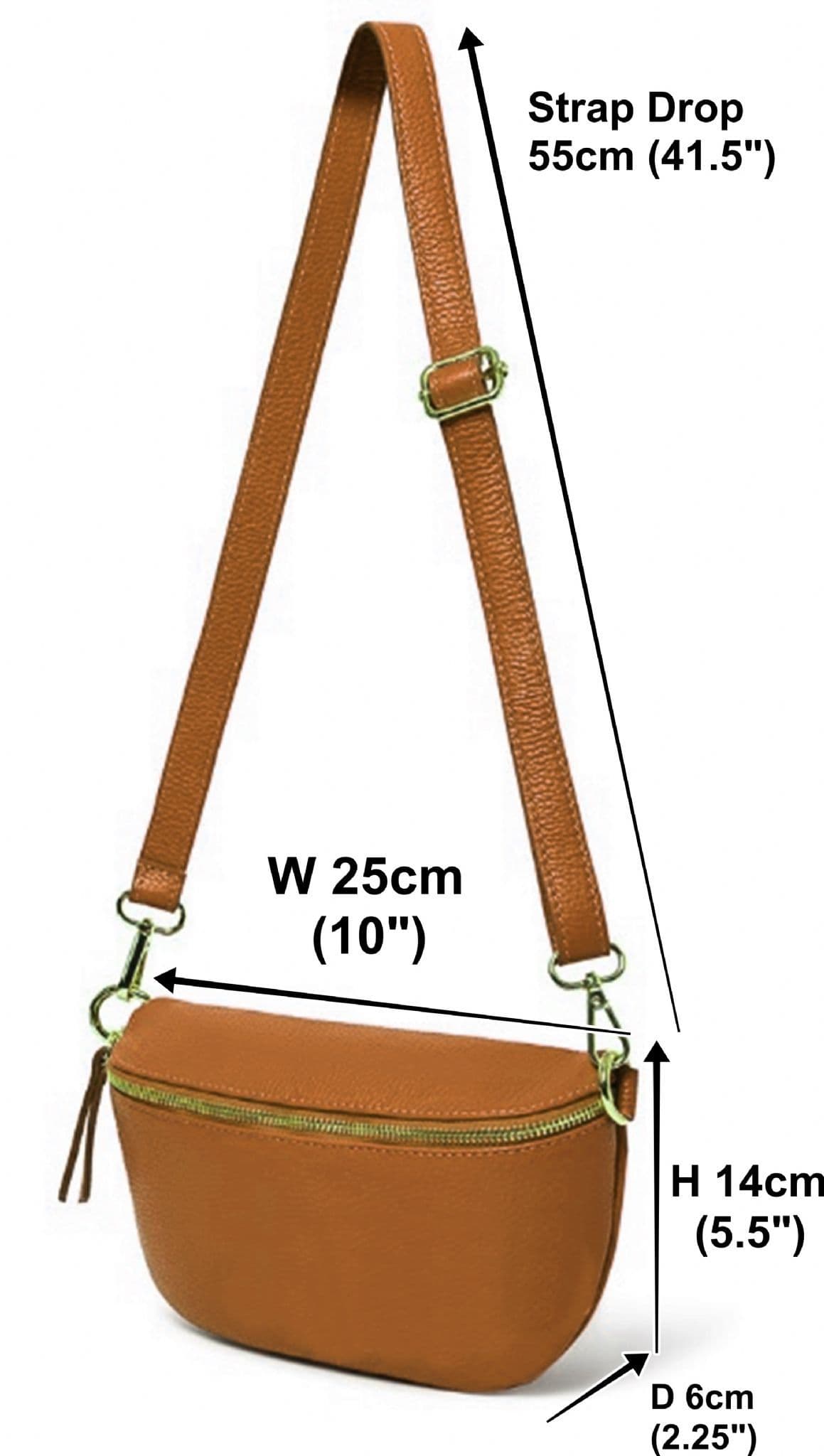 Leather Sling Bum Bag Crossbody Clutch Bag Multi Use Lighter Colours (Medium Size)