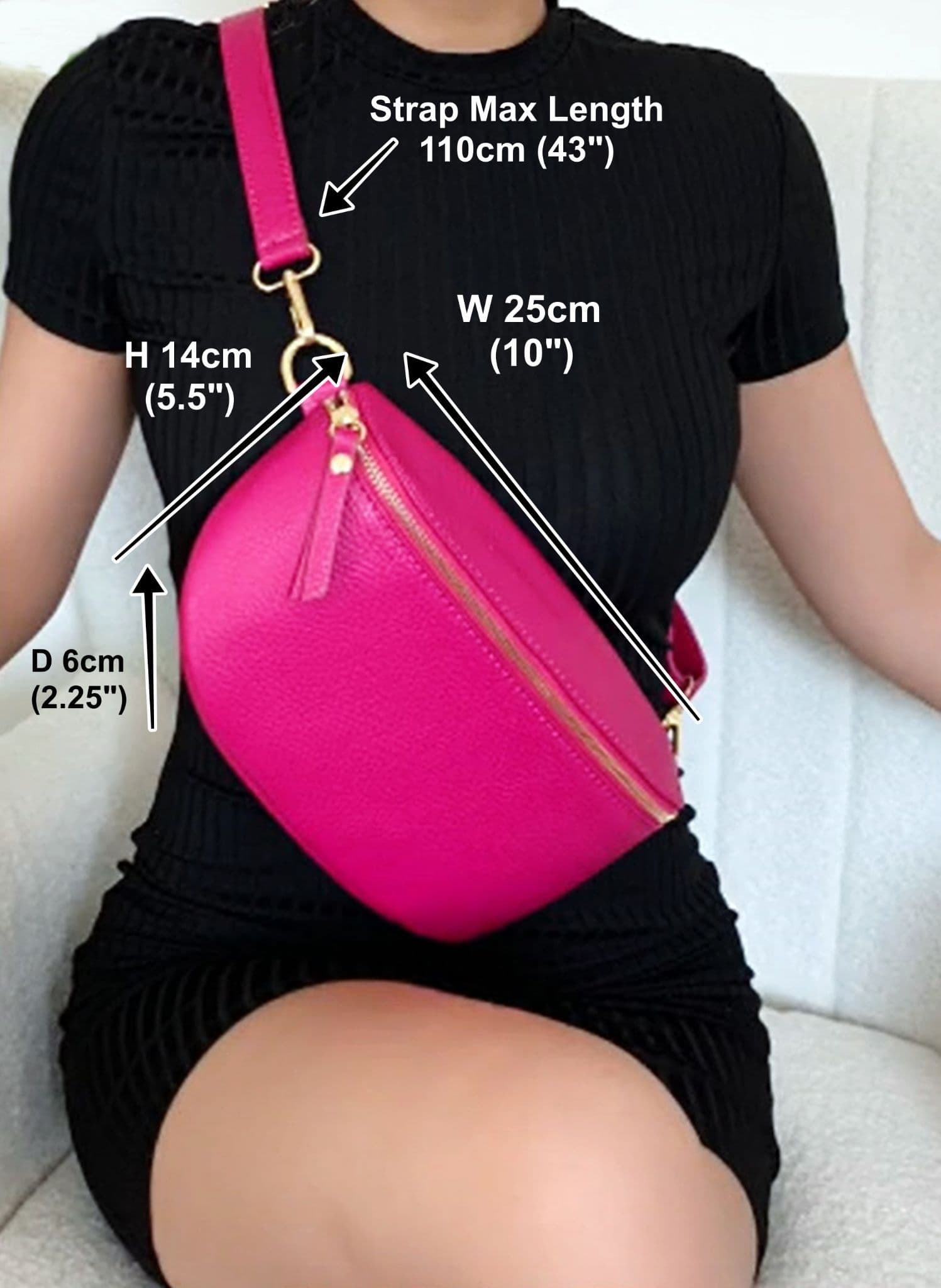 Leather Sling Bum Bag Crossbody Clutch Bag Multi Use Lighter Colours (Medium Size)