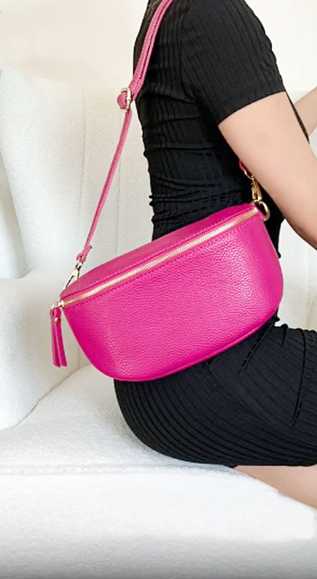 Leather Sling Bag  Multi Use Bag Bum Waist Bag Crossbody Clutch Bag  (Medium Size)