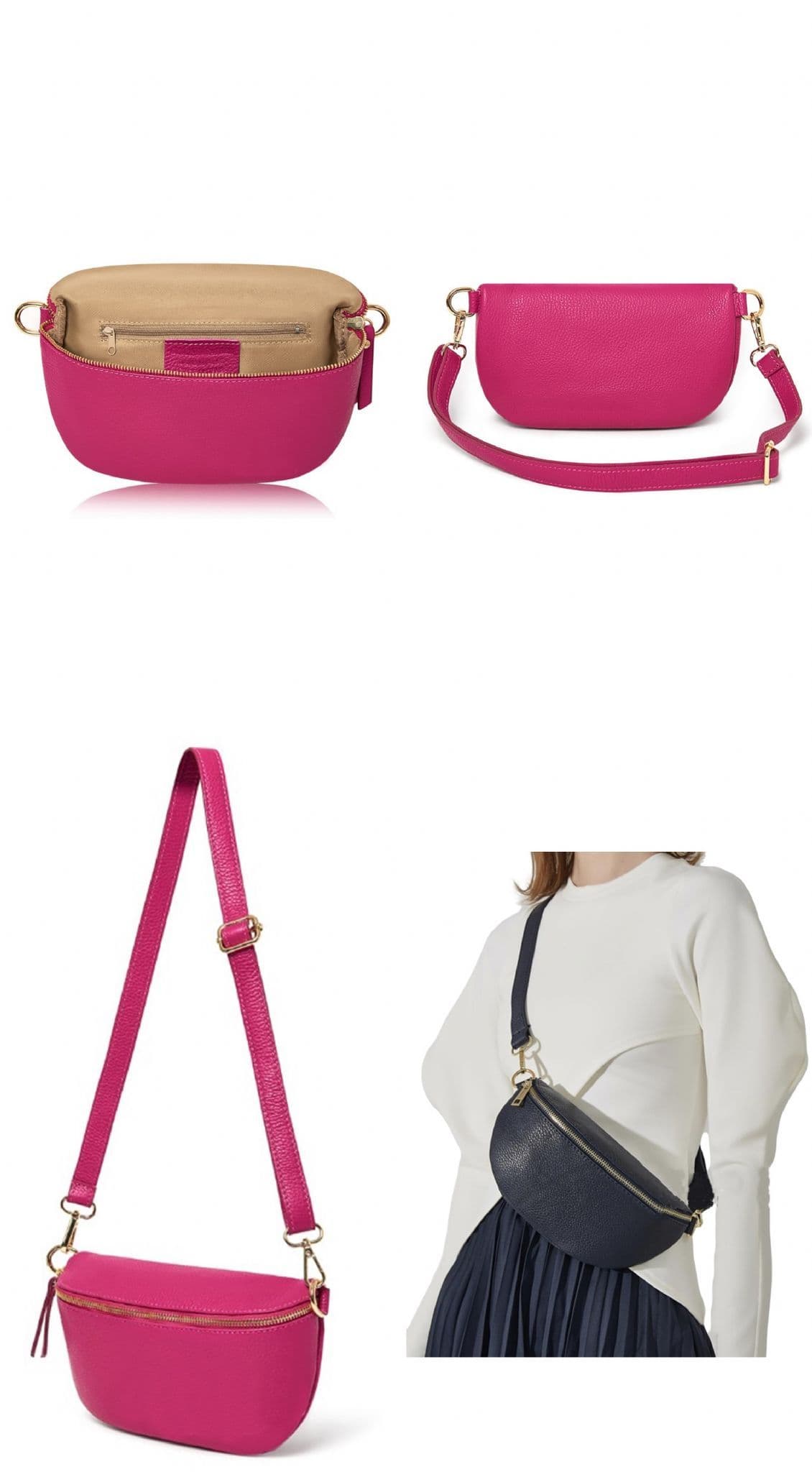 Leather Sling Bag  Multi Use Bag Bum Waist Bag Crossbody Clutch Bag  (Medium Size)