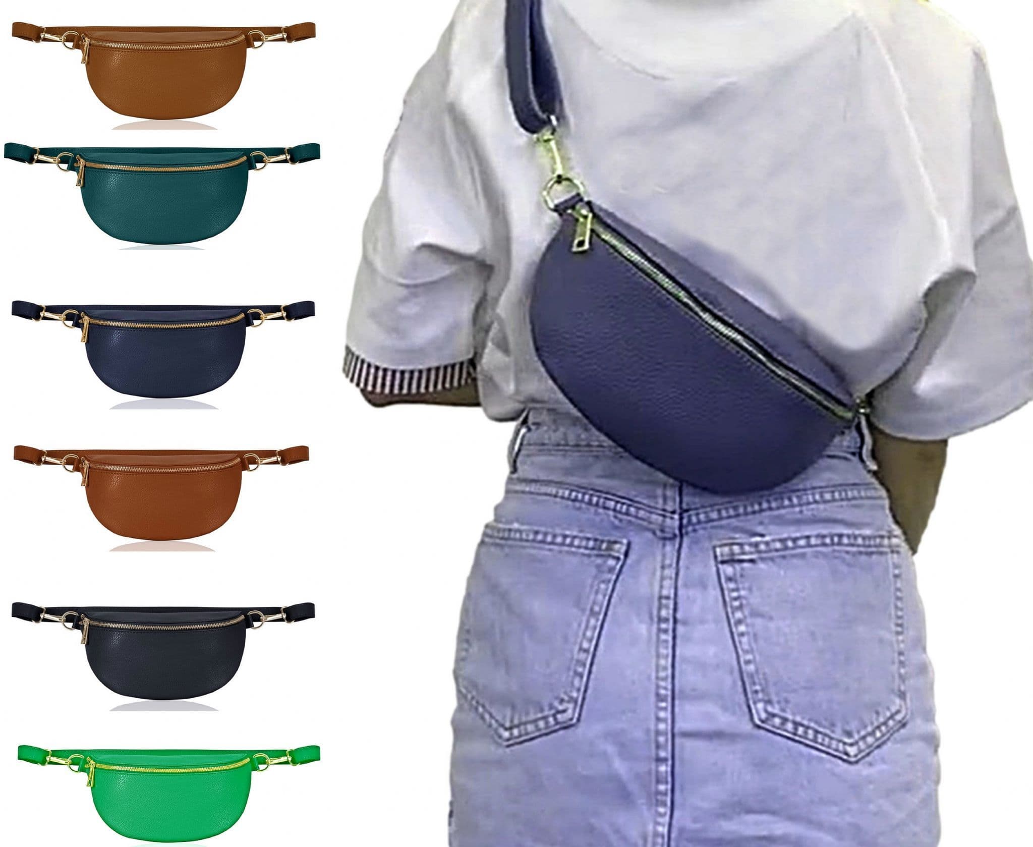 Leather Sling Bag Multi Use Bag  Crossbody Bag Clutch Bag Bum Waist Bag  (Smaller Size)