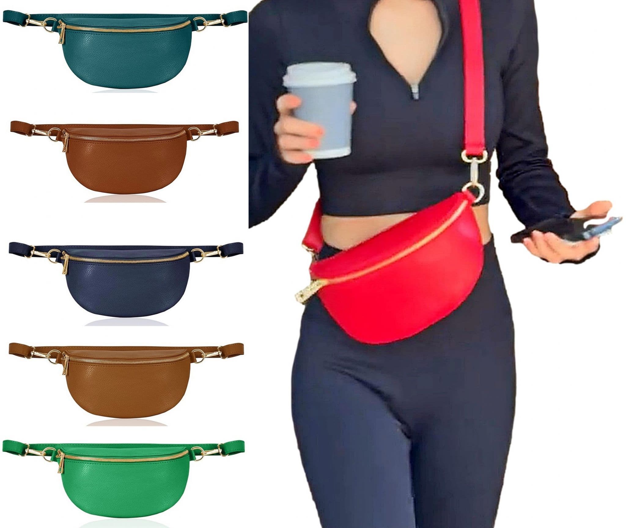 Leather Sling Bag Multi Use Bag  Crossbody Bag Clutch Bag Bum Waist Bag  (Smaller Size)