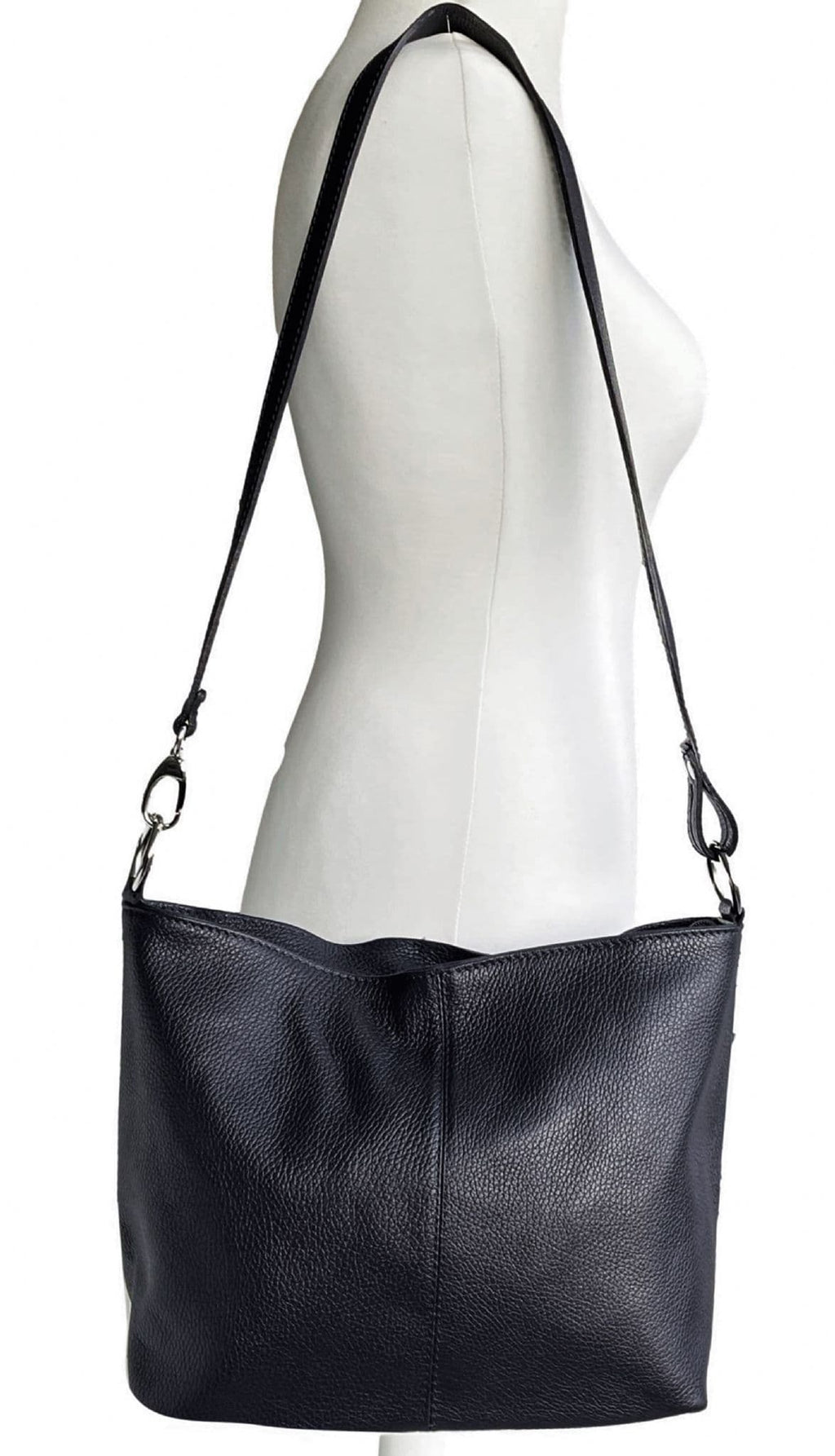 Leather Slouch Bag Crossbody Shoulder Bag Genuine Italian Handbag Med Size