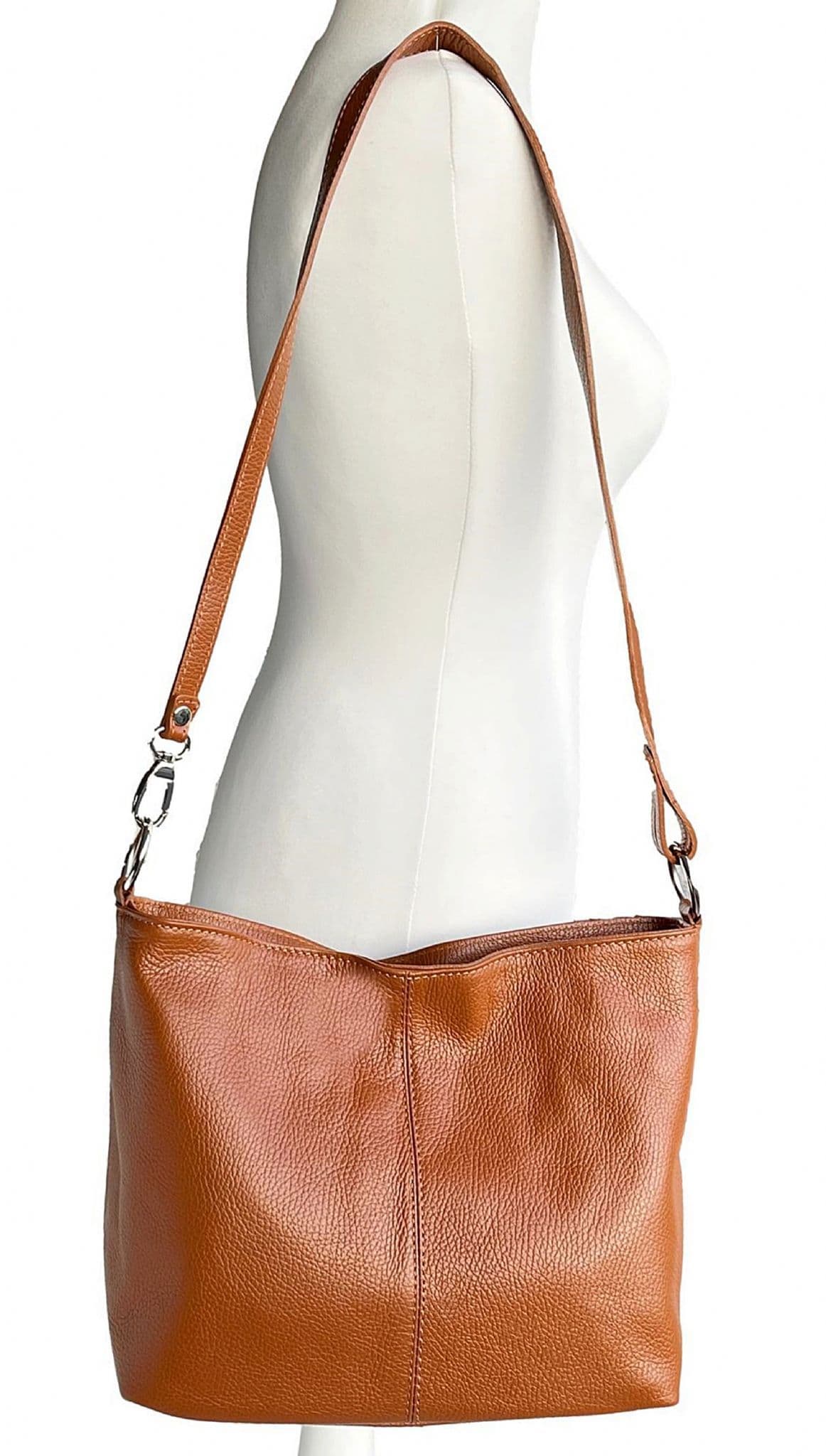 Leather Slouch Bag Crossbody Shoulder Bag Genuine Italian Handbag Med Size