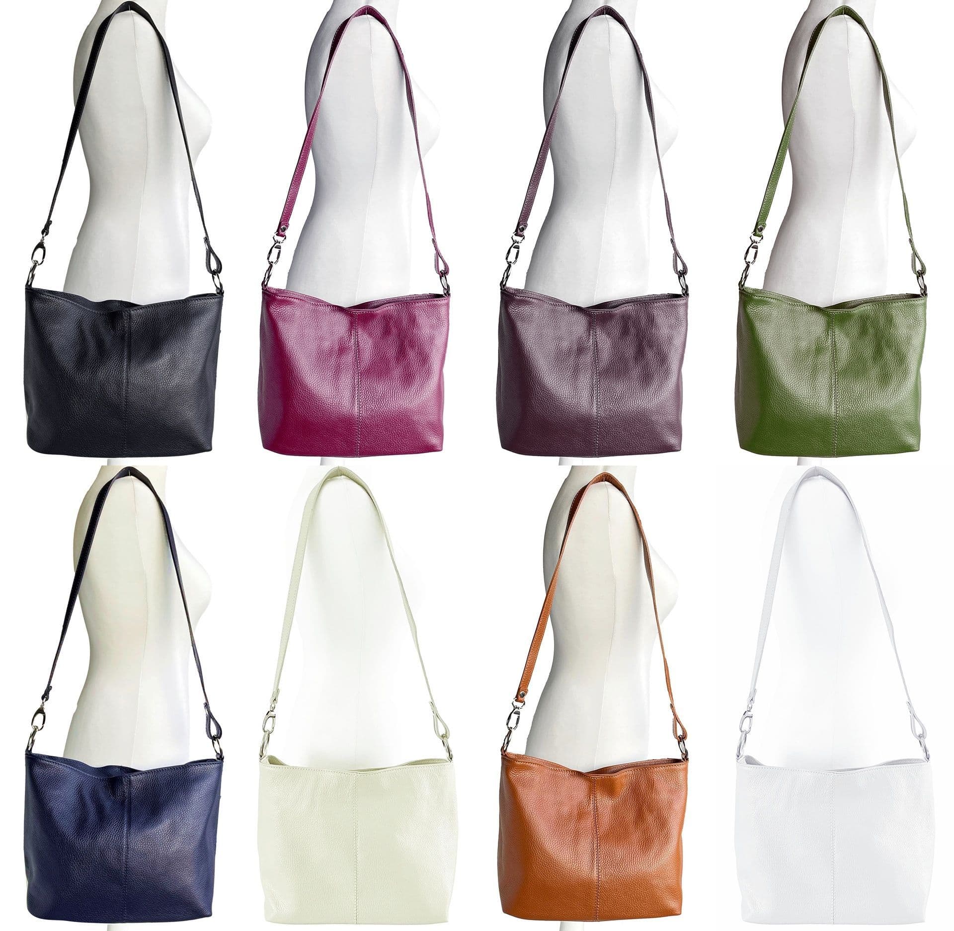 Leather Slouch Bag Crossbody Shoulder Bag Genuine Italian Handbag Med Size