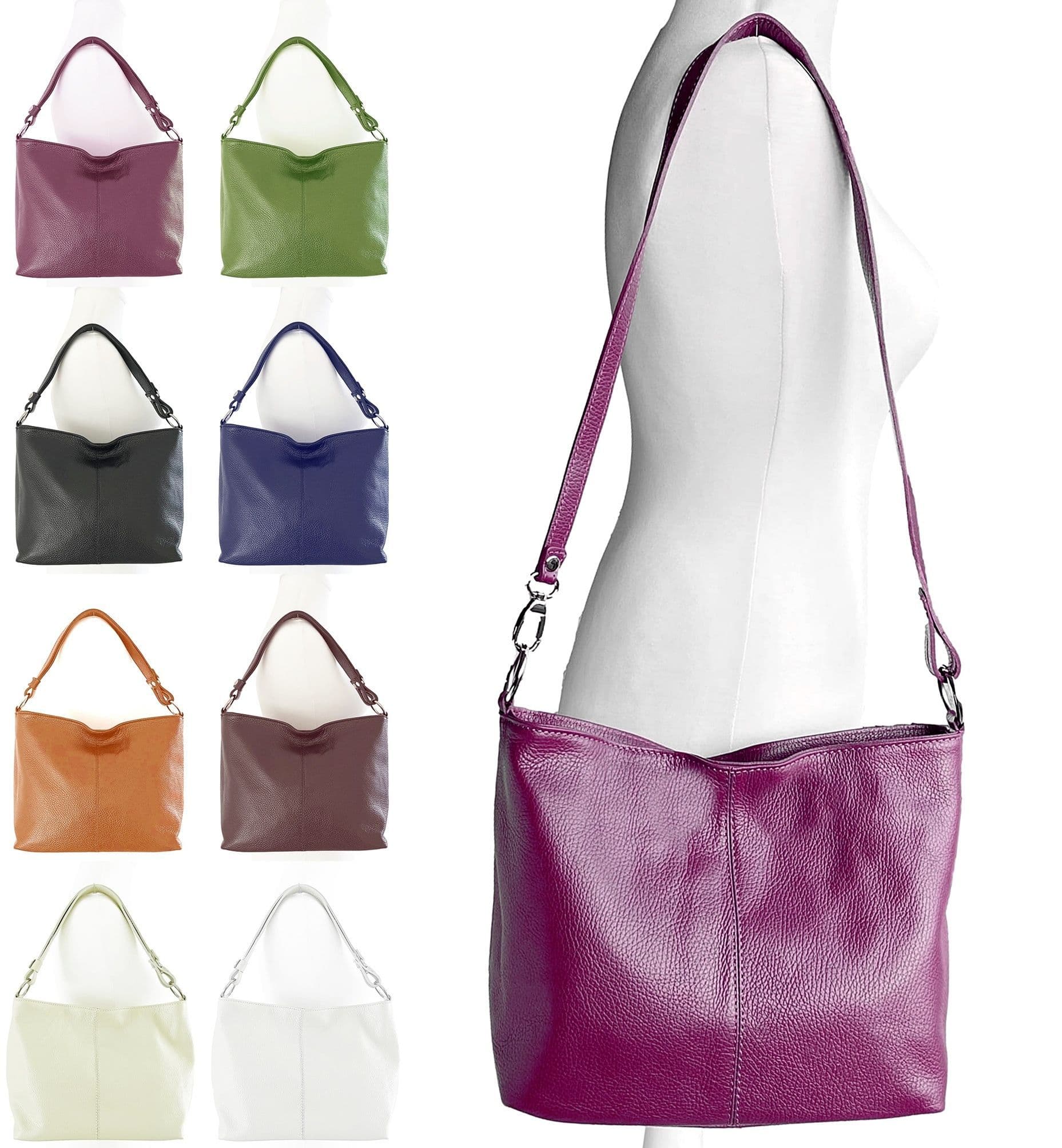 Leather Slouch Bag Crossbody Shoulder Bag Genuine Italian Handbag Med Size