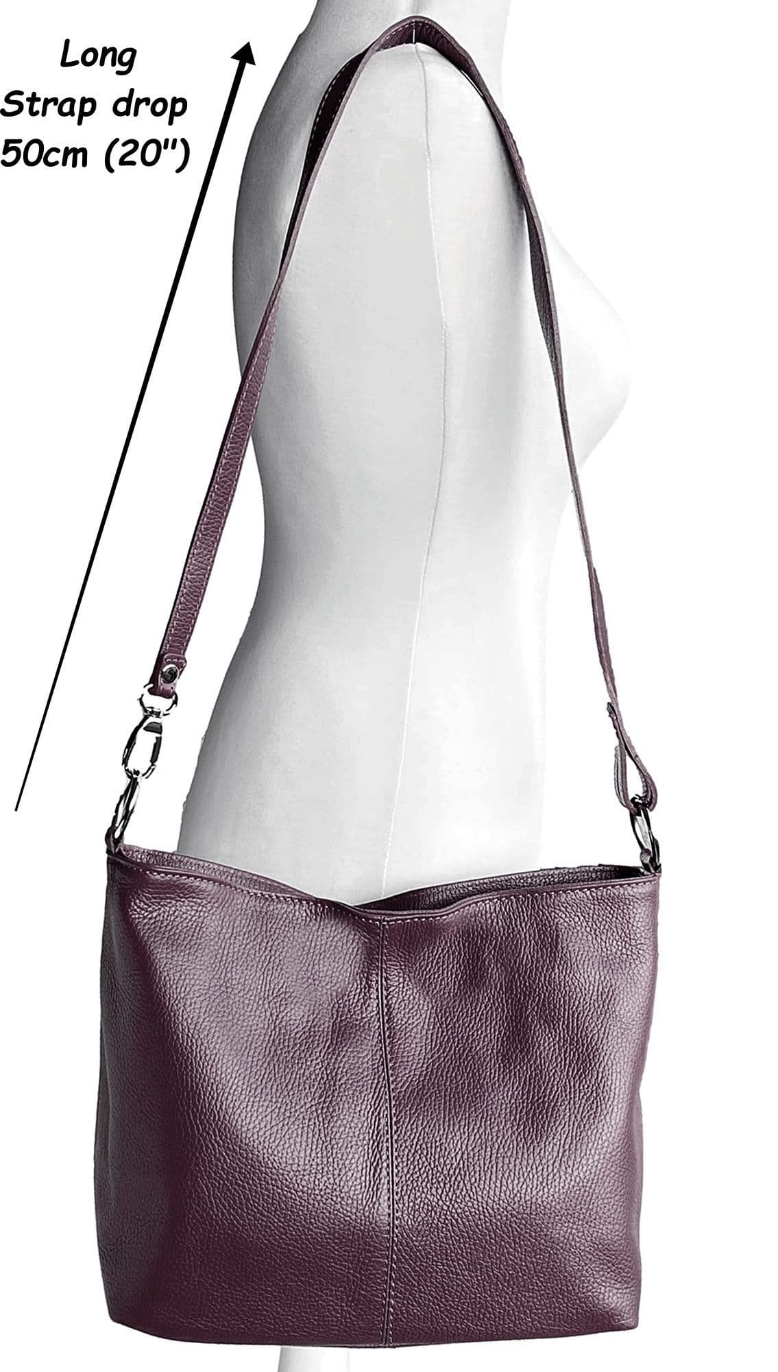 Leather Slouch Bag Crossbody Shoulder Bag Genuine Italian Handbag Med Size