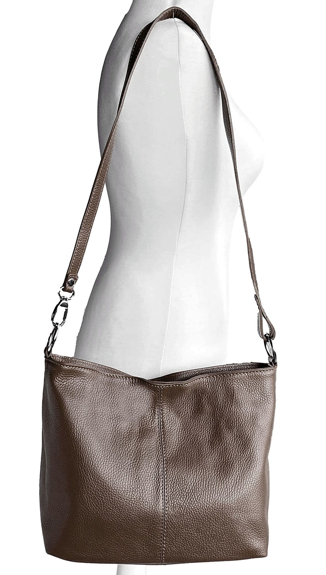 Leather Slouch Bag Crossbody Shoulder Bag Genuine Italian Handbag Med Size