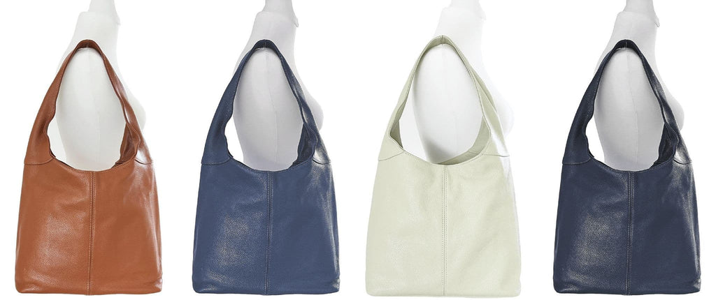 Leather Slouch Bag Shoulder Handbag Italian Grained Leather Large Bag Tote Bag