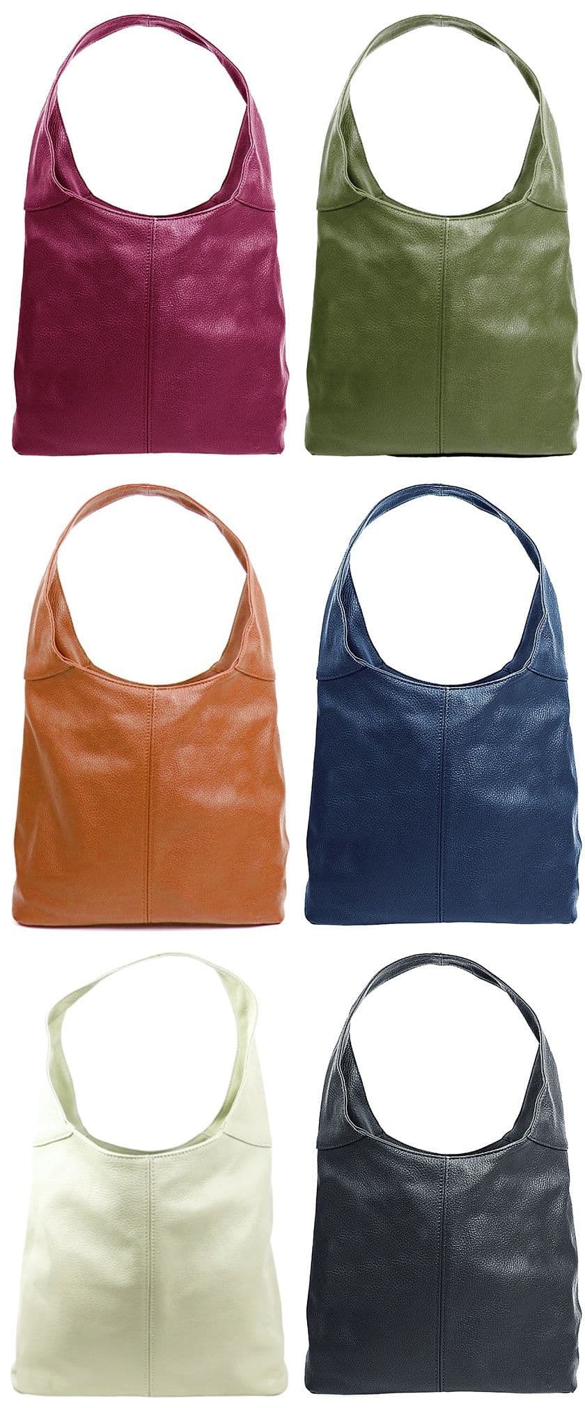 Leather Slouch Bag Shoulder Handbag Italian Grained Leather Large Bag Tote Bag