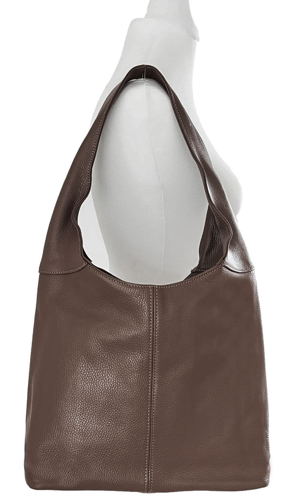Leather Slouch Bag Shoulder Handbag Italian Grained Leather Large Bag Tote Bag