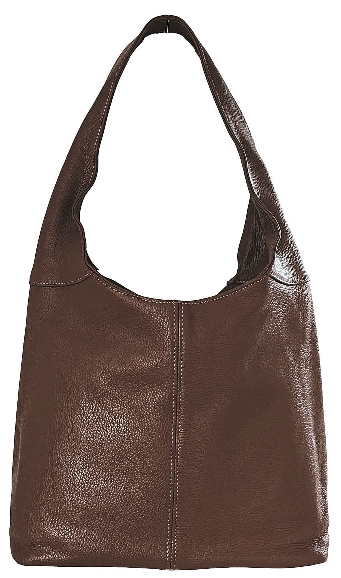 Leather Slouch Bag Shoulder Handbag Italian Grained Leather Large Bag Tote Bag