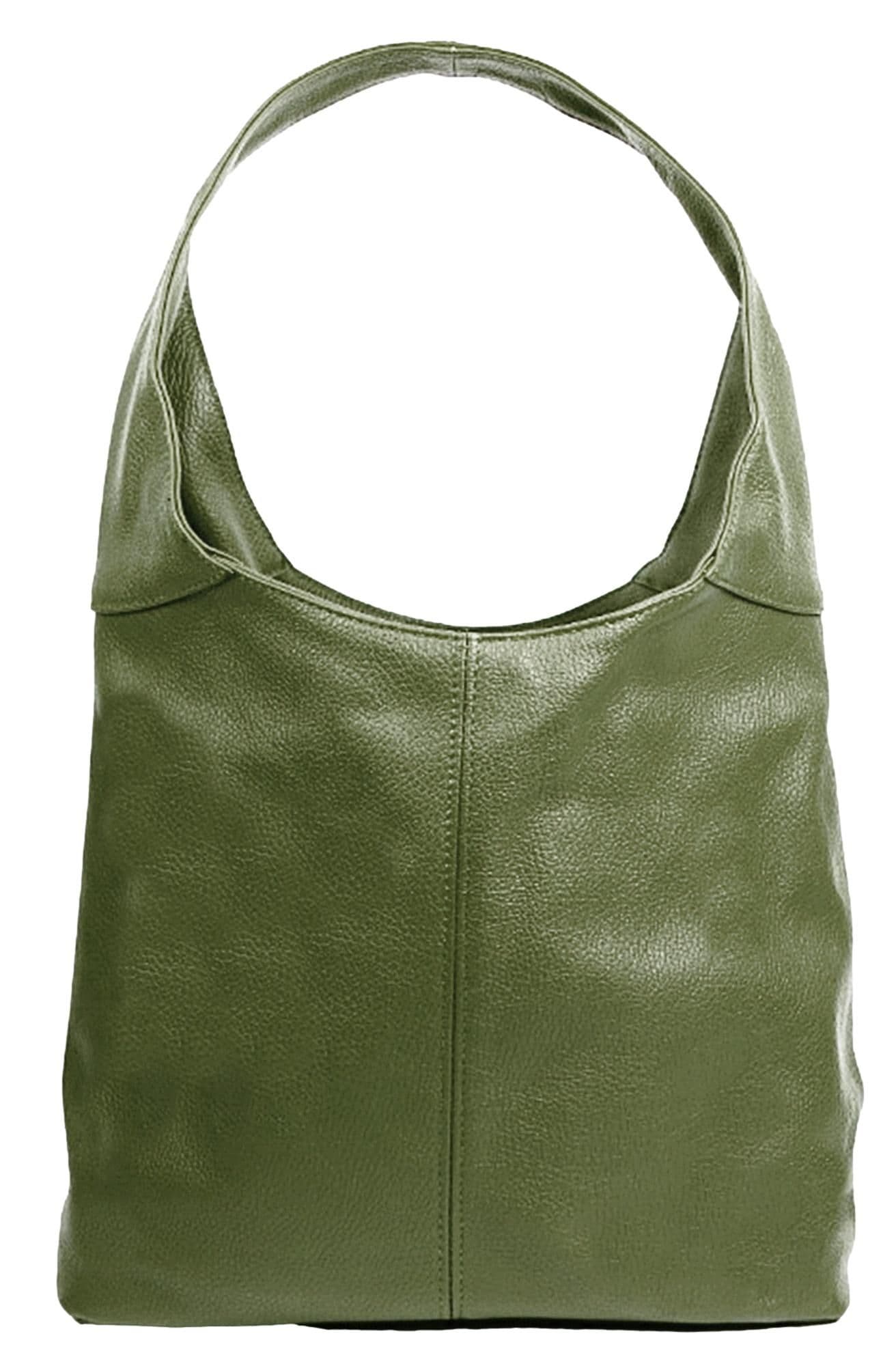 Leather Slouch Bag Shoulder Handbag Italian Grained Leather Large Bag Tote Bag