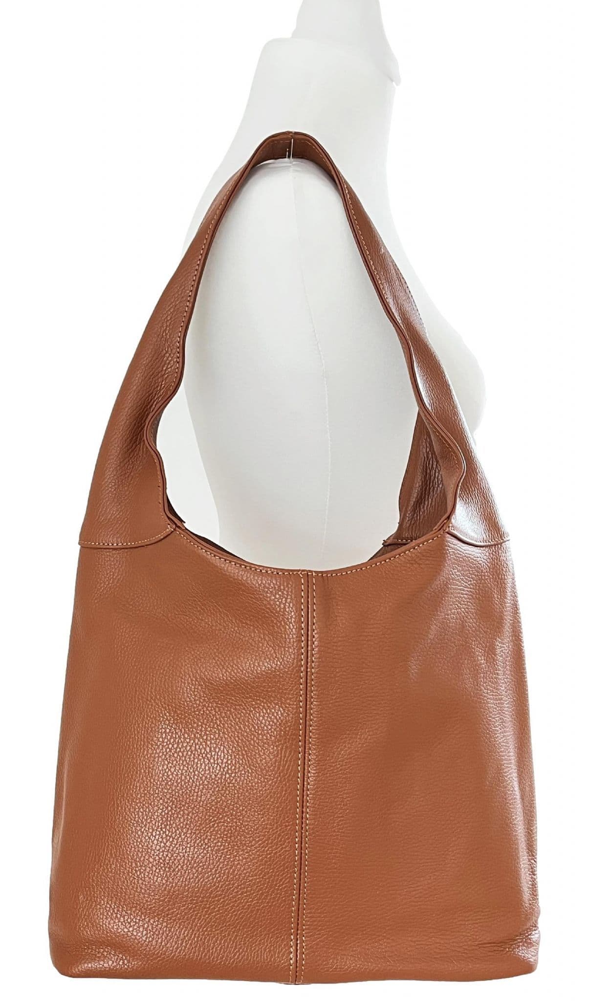 Leather Slouch Bag Shoulder Handbag Italian Grained Leather Large Bag Tote Bag