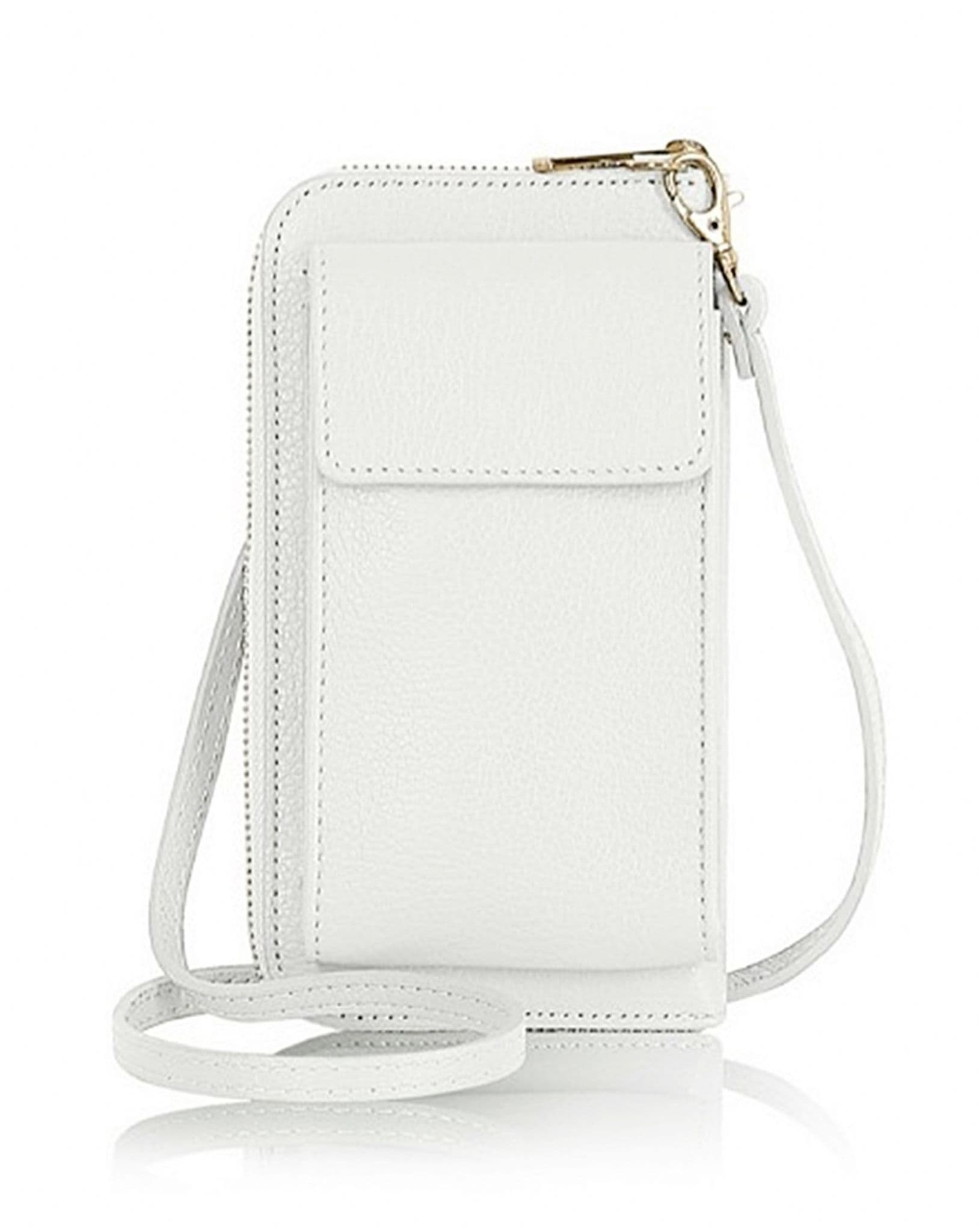 Luxury Italian Leather Mobile Phone Crossbody Shoulder Bag Pouch Wallet Purse Clutch  (Gold Trims)