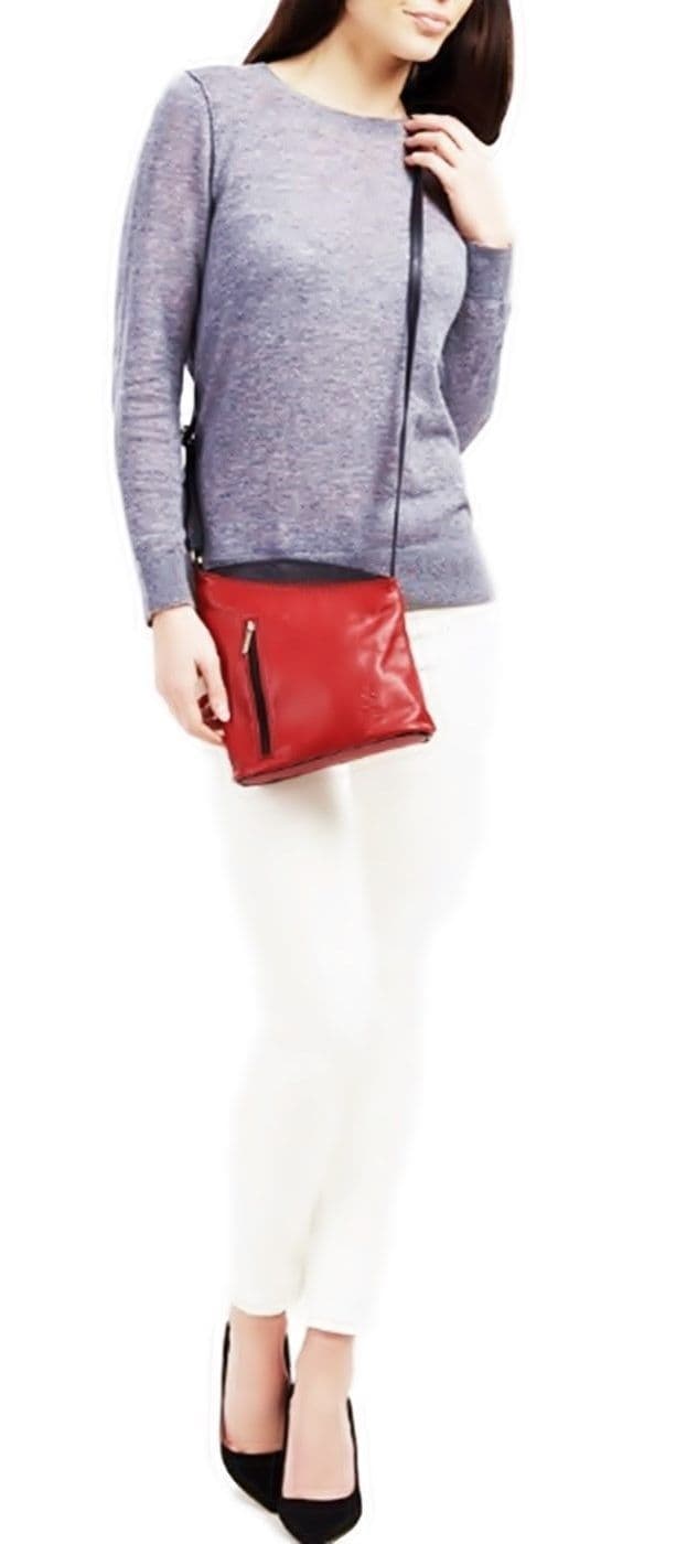 Leather Crossbody Bag Messenger Handbag Shoulder Bag  Vera Pelle Soft Italian Leather Small