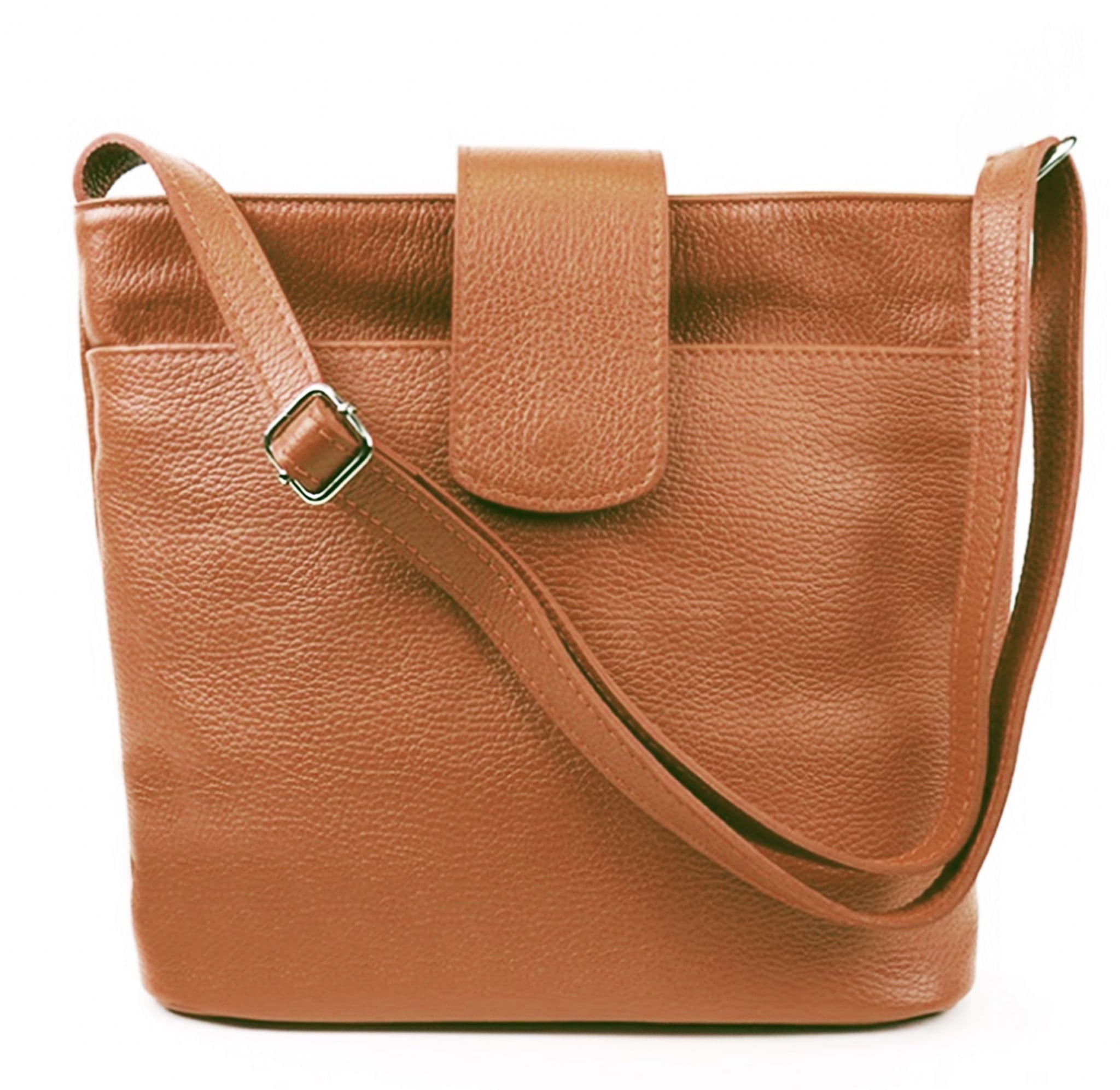 Med-Lg Italian Leather Crossbody Bag Grained Leather Shoulder Bag Adjustable Strap