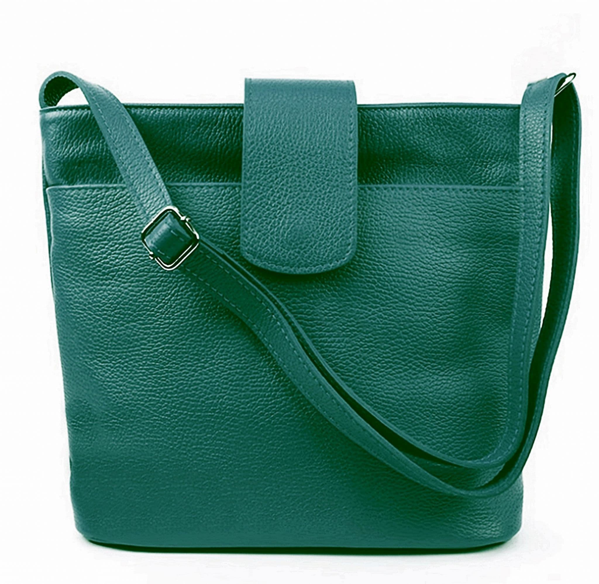 Med-Lg Italian Leather Crossbody Bag Grained Leather Shoulder Bag Adjustable Strap