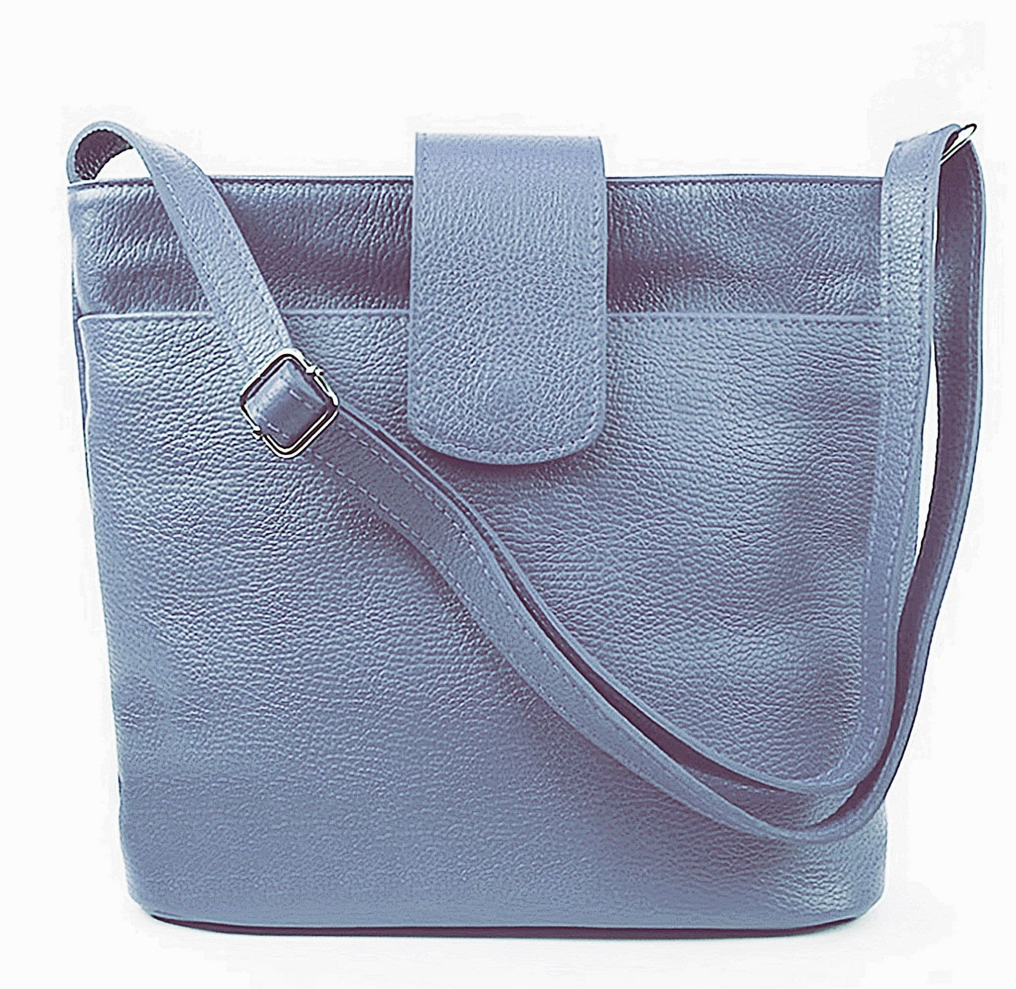 Med-Lg Italian Leather Crossbody Bag Grained Leather Shoulder Bag Adjustable Strap