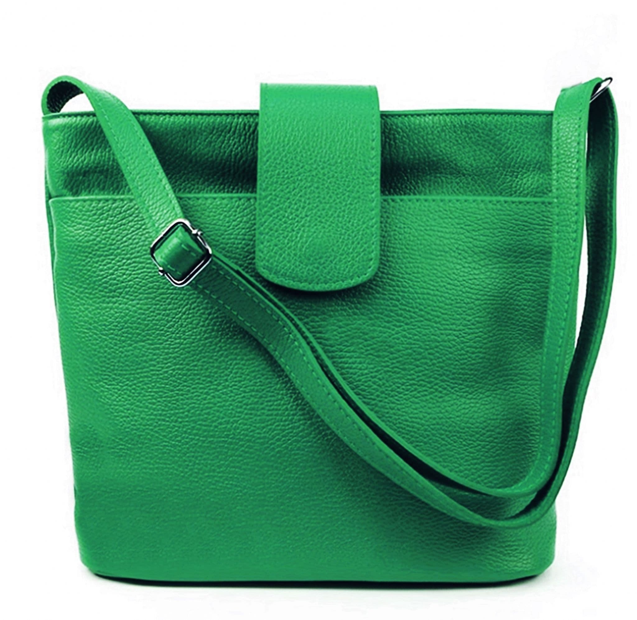 Med-Lg Italian Leather Crossbody Bag Grained Leather Shoulder Bag Adjustable Strap