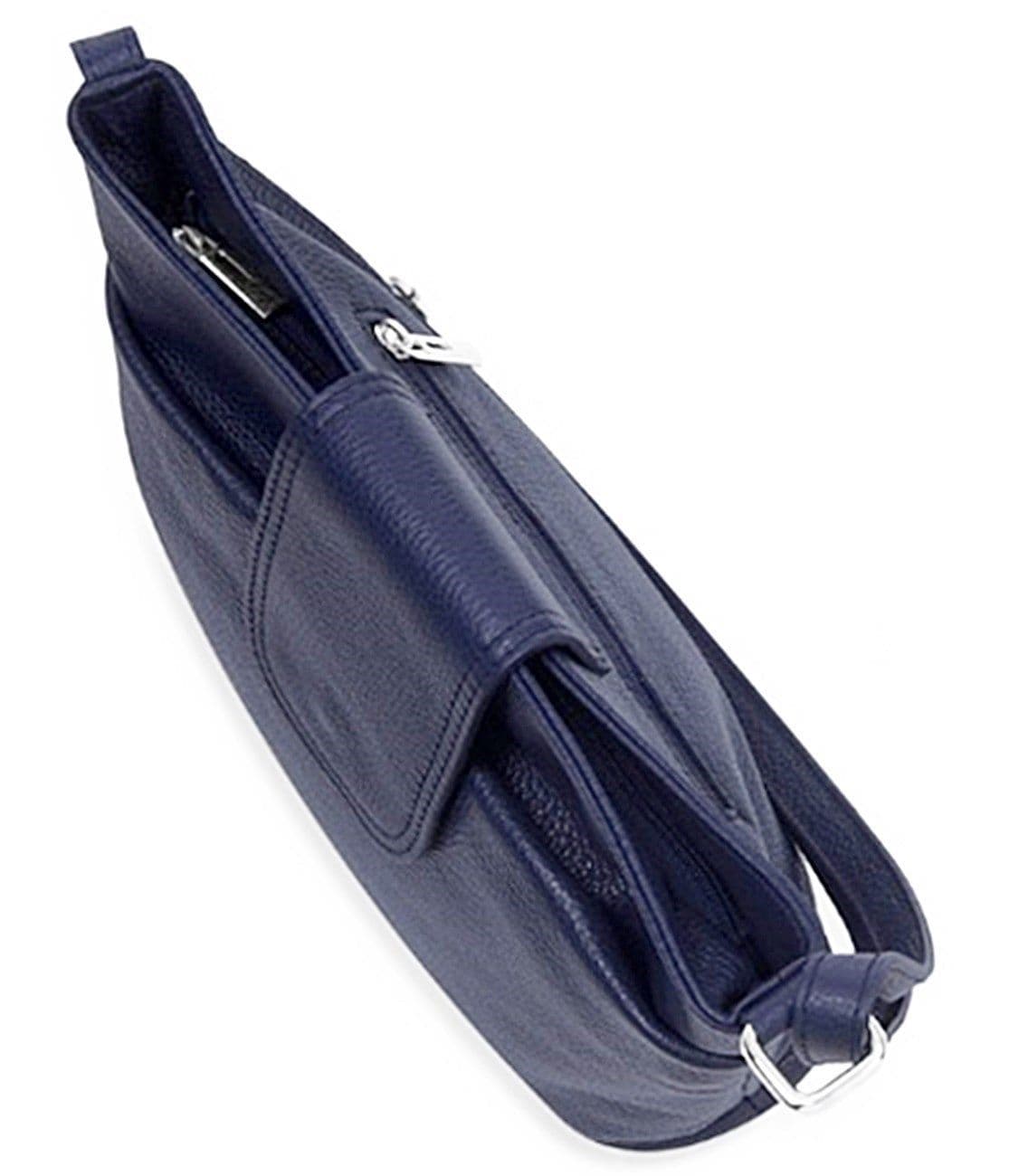 Med-Lg Italian Leather Crossbody Bag Grained Leather Shoulder Bag Adjustable Strap