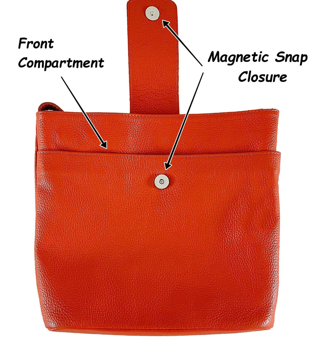 Med-Lg Italian Leather Crossbody Bag Grained Leather Shoulder Bag Adjustable Strap