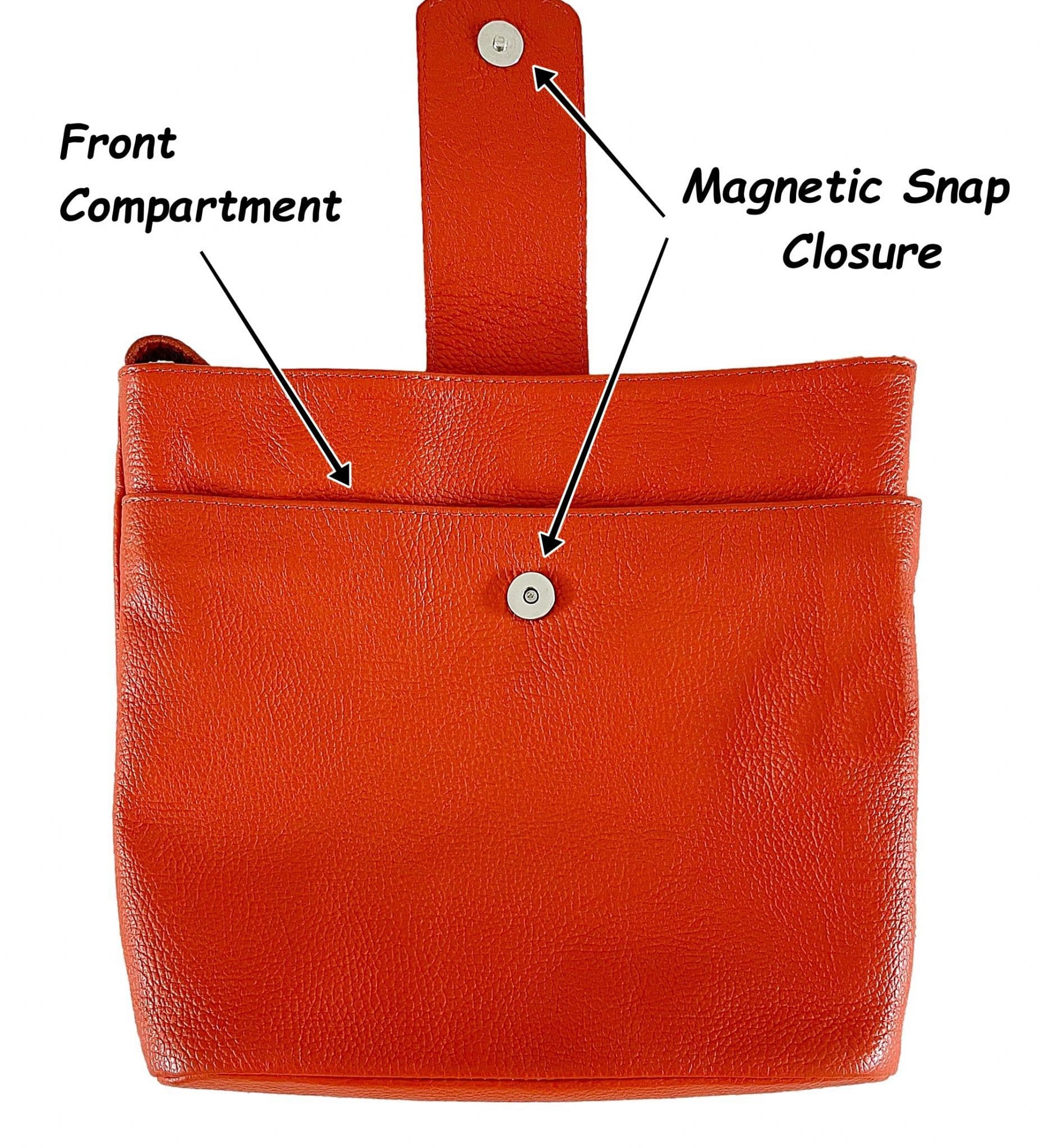 Med-Lg Italian Leather Crossbody Bag Grained Leather Shoulder Bag Adjustable Strap